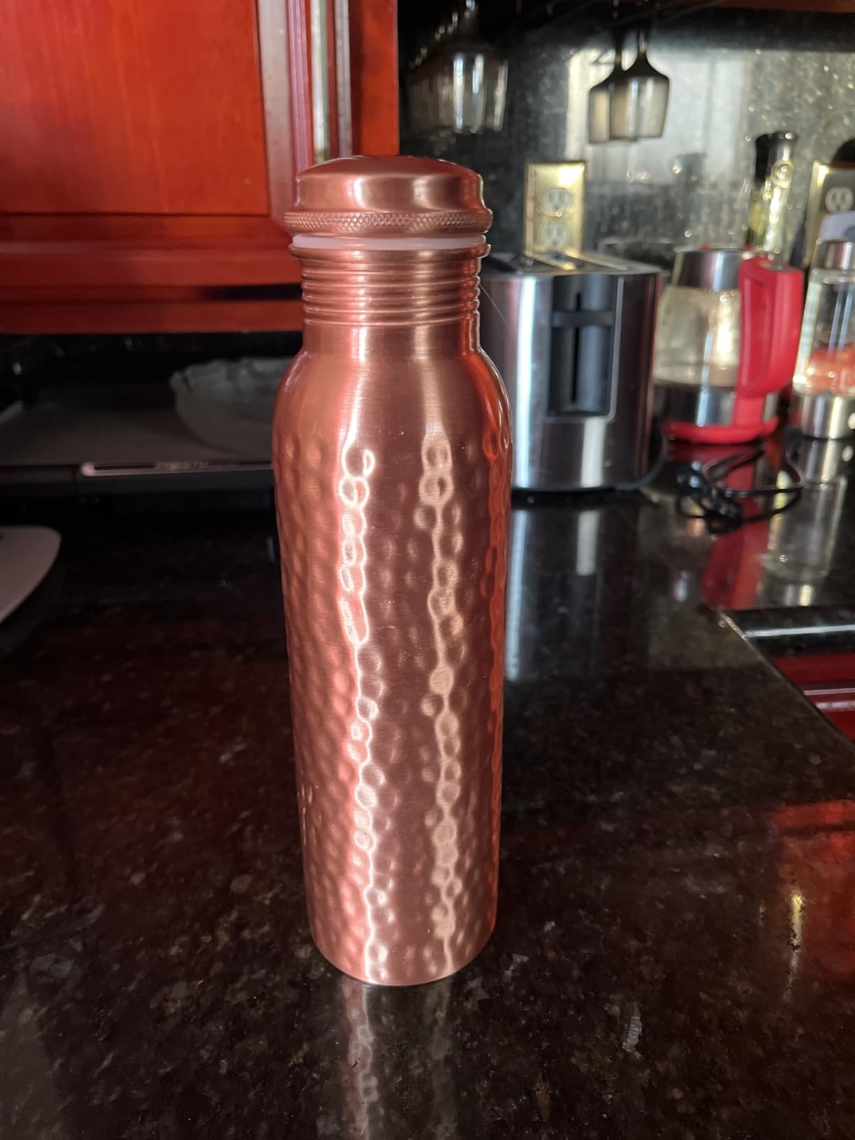 Copper Water Bottle - 34oz - Handcrafted Ayurvedic 100% Pure Copper Water Bottle for Drinking | Men & Women | Leak-Proof Lid BPA Free Non-Insulated & Eco Friendly with Premium Quality for Sport & Travel customer photo 1