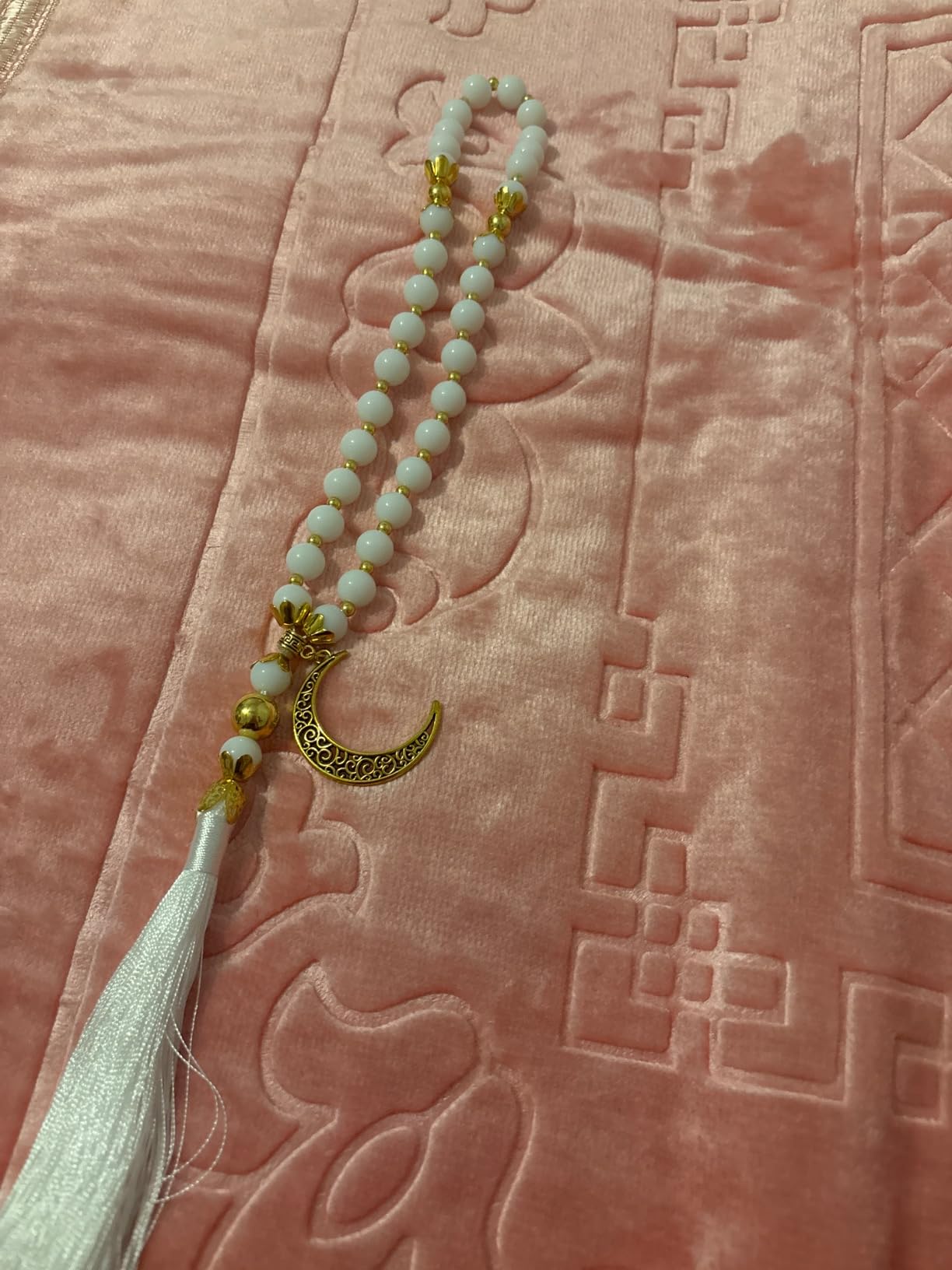 Muslim Prayer Rug with Tasbih Prayer Beads, Soft Large Prayer Matt Islam, Padded Islamic Prayer Mat Thick for Men and Women, Janamaz, Sajadah (Green) customer photo 1