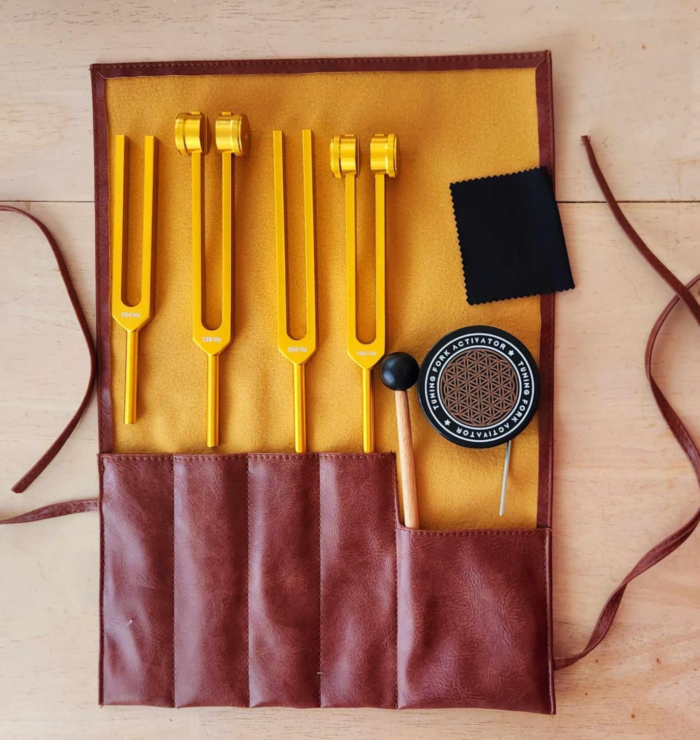 Tuning Forks for Healing Set - Includes 128Hz, 136Hz, 256Hz, 384Hz & Activator, Portable in Red Leather Pouch - Medical Grade Sound Healing Instruments for Chakra, Yoga, and Meditation customer photo 1