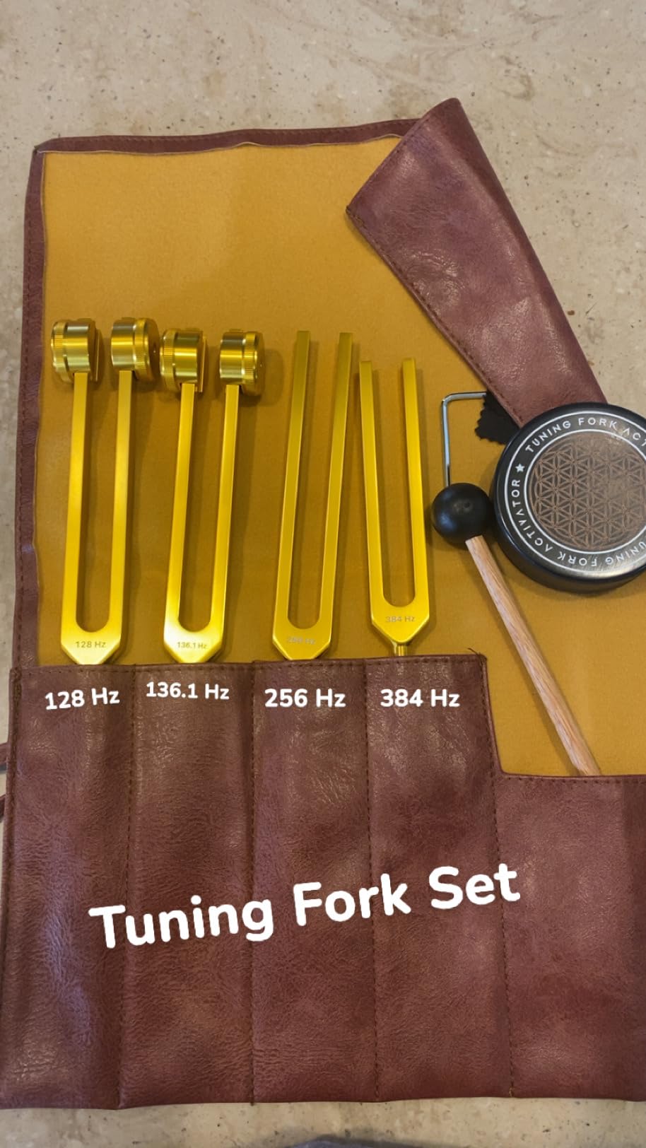 Tuning Forks for Healing Set - Includes 128Hz, 136Hz, 256Hz, 384Hz & Activator, Portable in Red Leather Pouch - Medical Grade Sound Healing Instruments for Chakra, Yoga, and Meditation customer photo 2