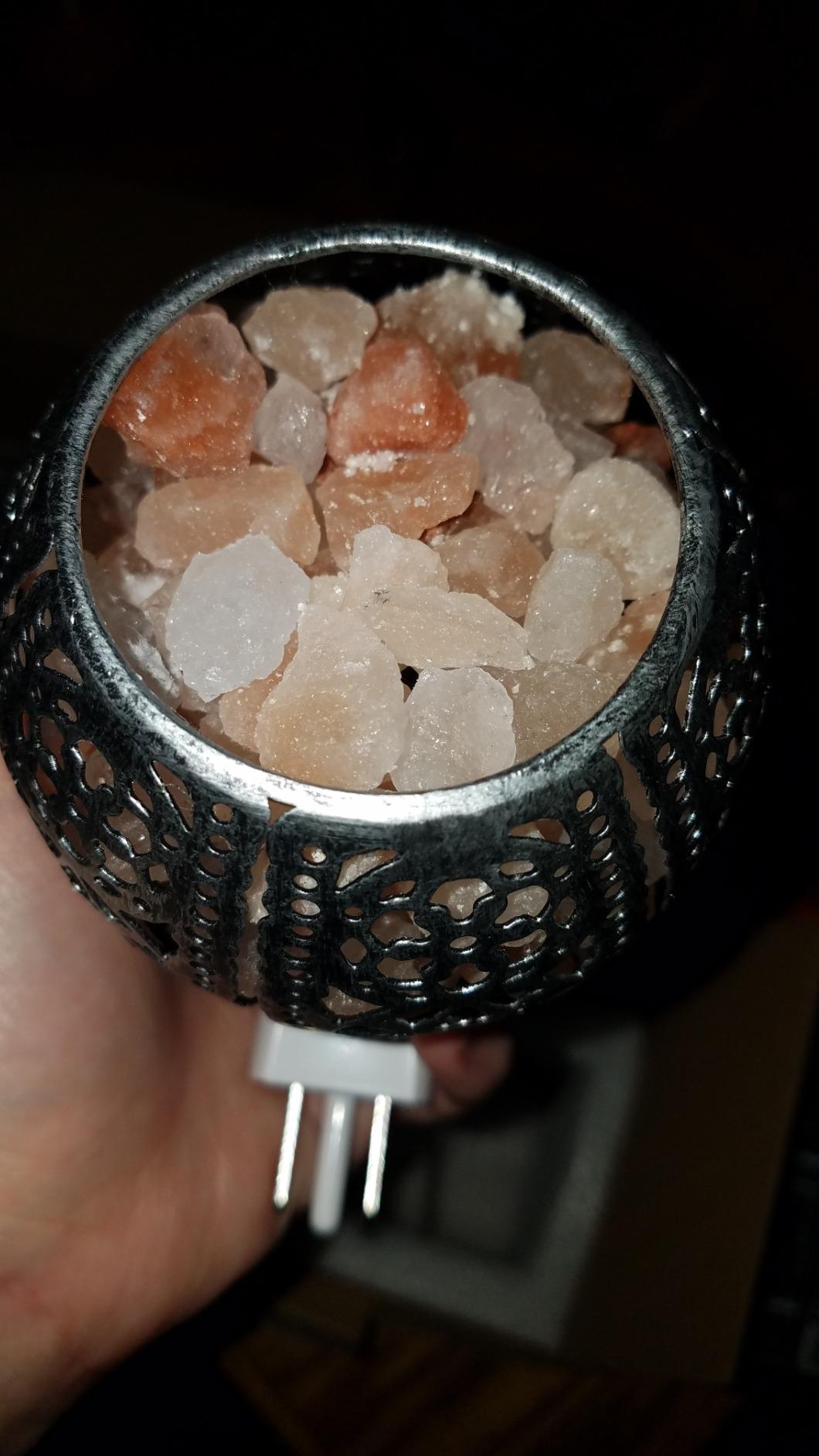 Salt Night Light, Natural Wall Light Salt Lamp with 1 Bulbs, Himalayan Rocks Salt Lamp with Spherical Metal Basket Gift (Flame lamp) customer photo 2
