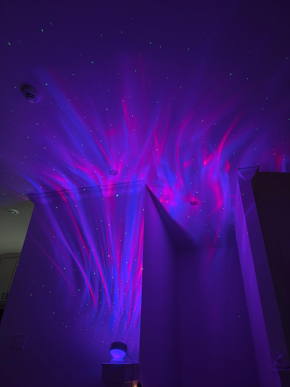 One Fire Northern Lights Projector,300+Color Modes Galaxy Projector for Bedroom, 15 White Noise Galaxy Light Projector, 5Moon Star Projector, Bluetooth Aurora Light Projector, Remote Timer Star Lights customer photo 2
