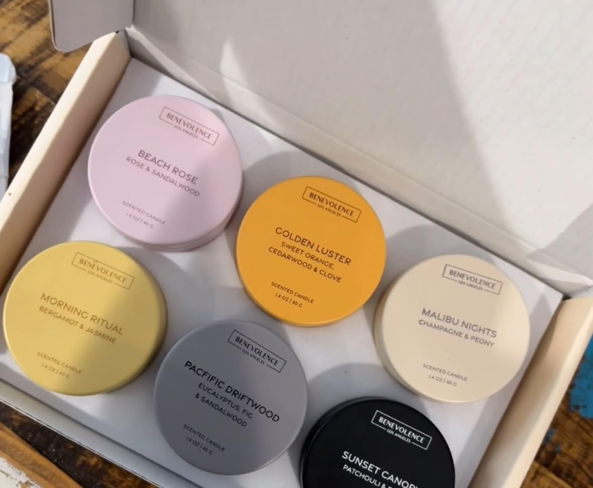 Benevolence LA Candle Gift Set - 6 Soy Scented Candles (1.4 oz) | Aromatherapy Candles with Orange, Eucalyptus, Rose & Jasmine | Gift Set Ideas for Women & Men | Ready for Gifting customer photo 1
