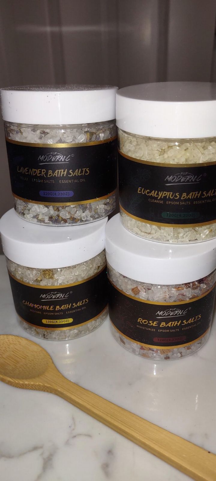 Epsom Bath Salts Gift Set for Soaking 4pcs Bath Salts with Essential Oils for Women Relaxing Lavender Eucalyptus Rose Chamomile customer photo 2