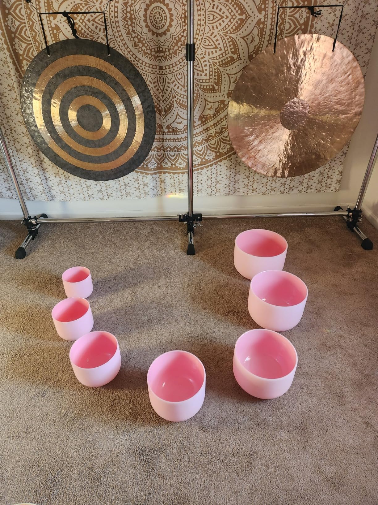 CVNC Crystal Singing Bowl 432HZ 6-12 Inch Pink Color | Chakra Frosted Quartz Bowl with Carry Case Bags for Sound Healing Yoga and Meditation customer photo 2