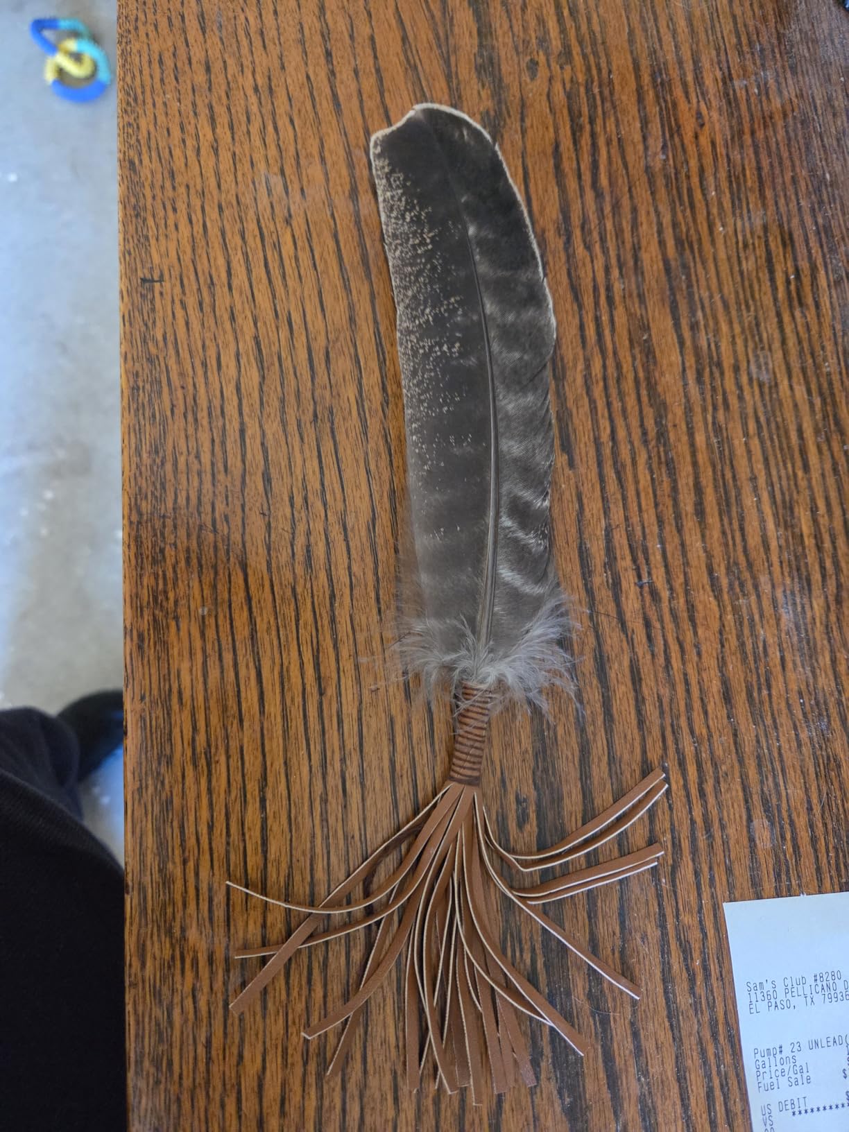 10-12 Inch Leather Wrapped Smudging Feather with Leather Tassel Smudge Feather, Turkey Feather, Unique Homecrafted Energy Cleansing Clearing Spiritual Practice House Smudging - Great for Beginners customer photo 1