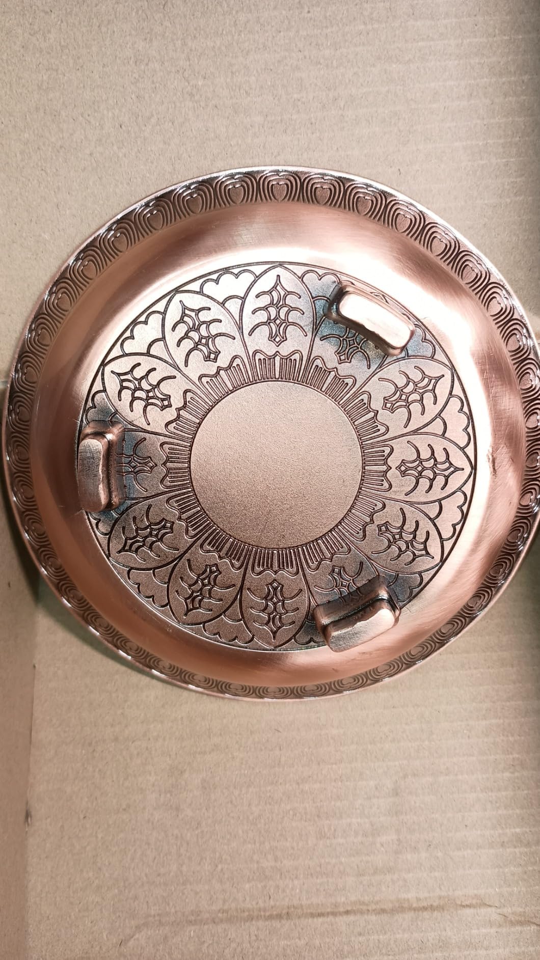 Offering Bowl Prayer Ritual Plate - Bronze Material Three-Legged Design - Plate with Sanskrit 'Liberation Mantra' Engraving customer photo 1