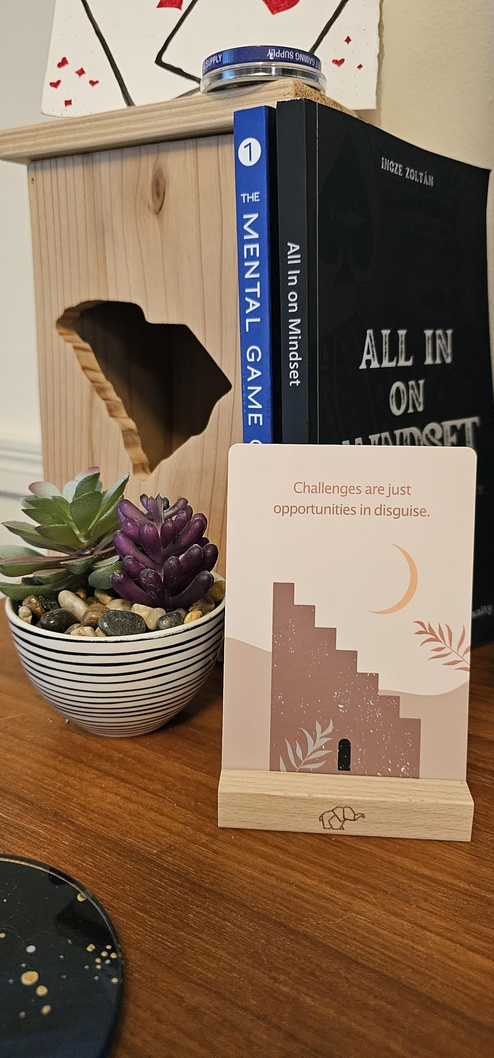 Daily Positive Affirmation Cards for Women - 50 Mindfulness Meditation Cards for Self Care in Tin Box with Wooden Stand customer photo 1