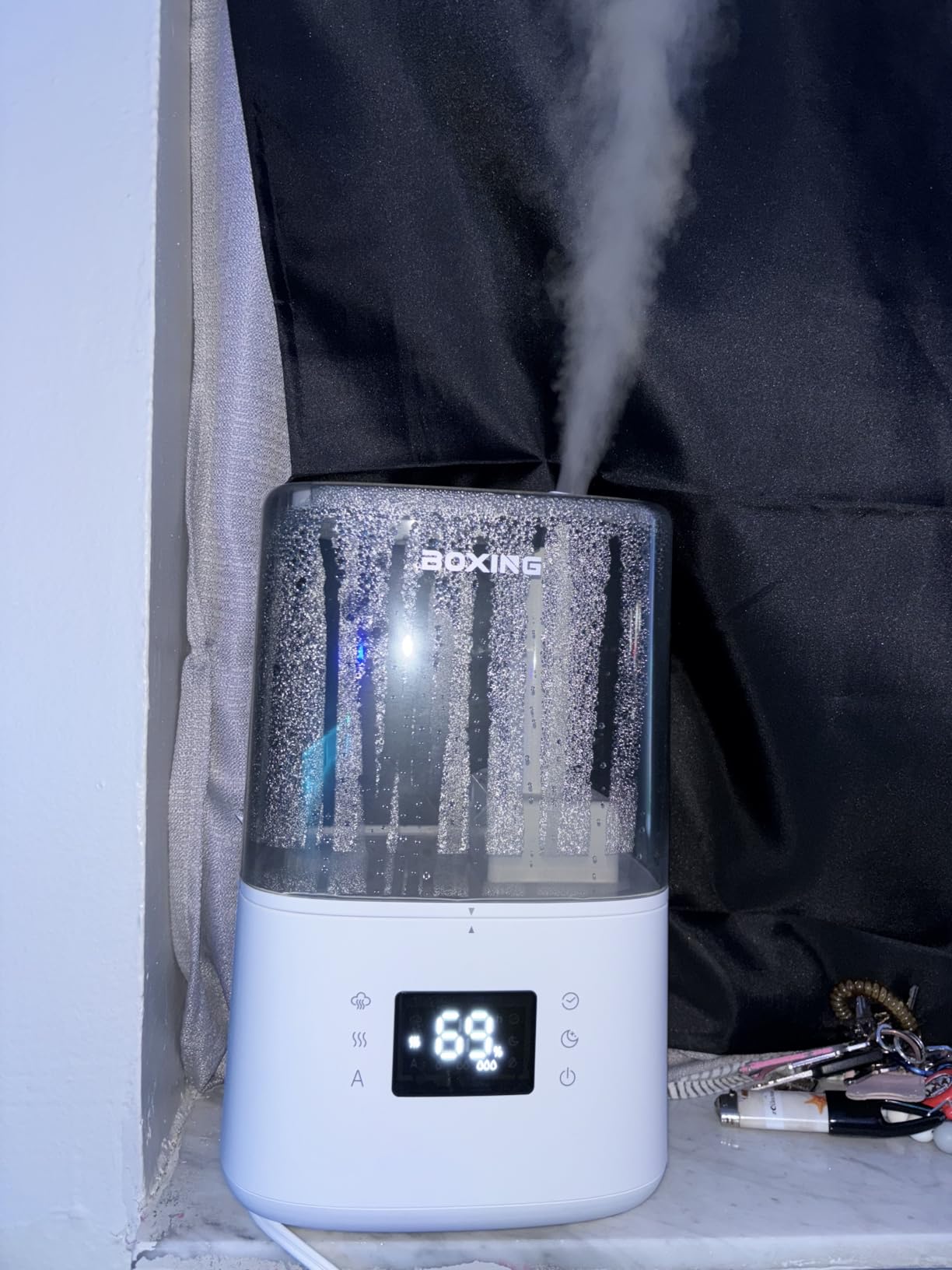 BOXING 4.5L Warm and Cool Mist Ultrasonic Humidifier for Bedroom Large Room, Top Fill Essential Oil Diffuser with Remote, Auto Shut-Off Quiet Sleep Mode, Humidistat, Timer, BPA-Free, 45H Runtime customer photo 1