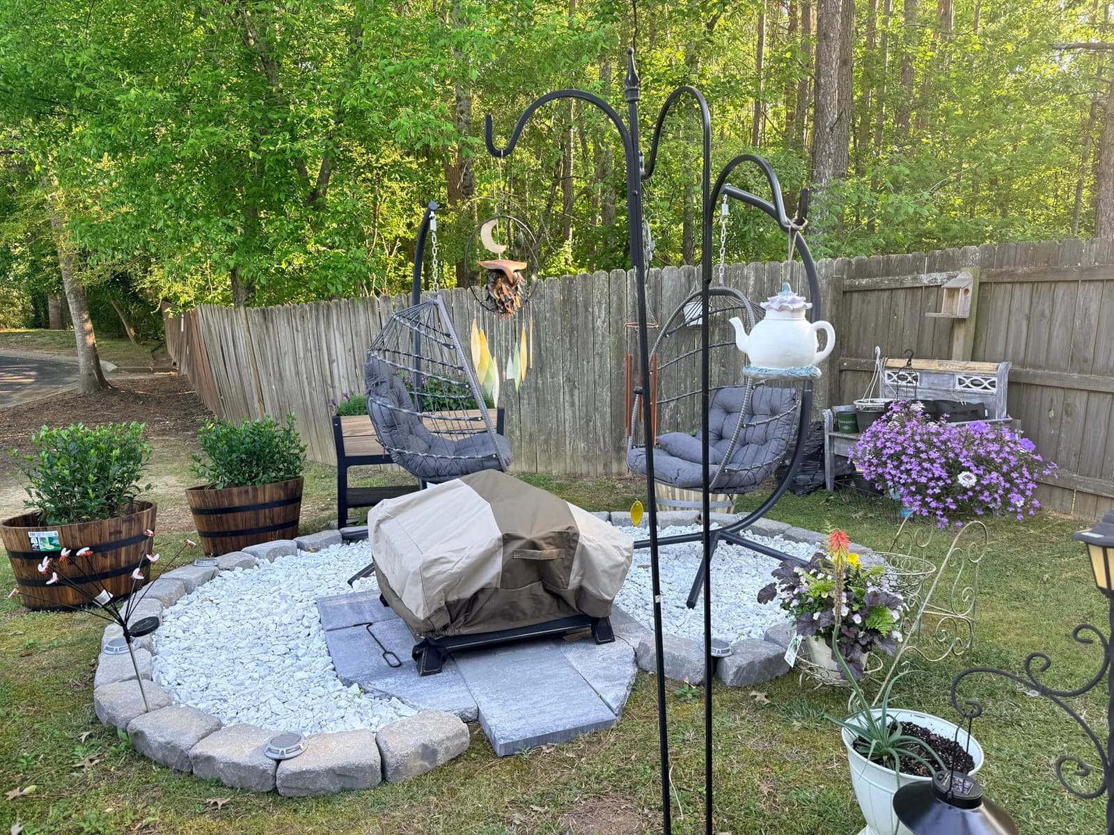 Egg Chair Outdoor with Stand, Indoor Wicker Hanging Egg Swing Chair with Cushion, 350lbs Capacity for Patio, Bedroom, Garden - Dark Grey customer photo 1