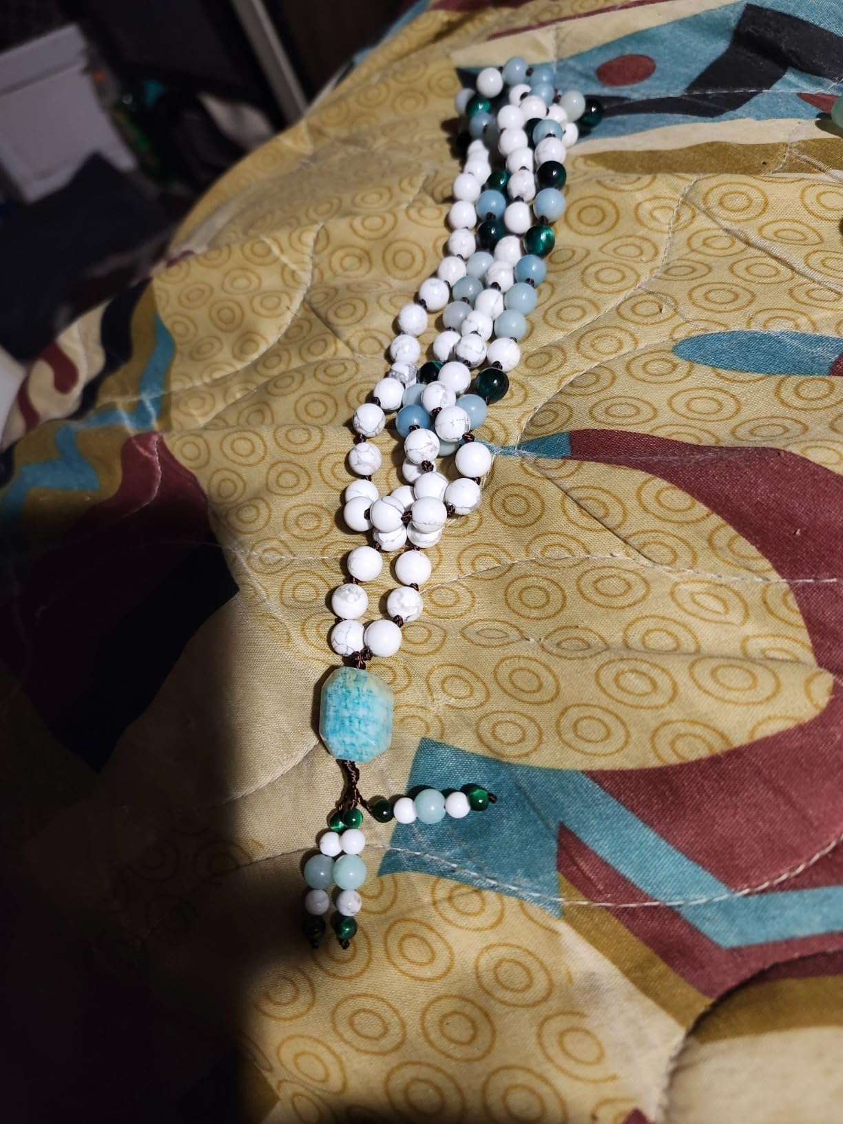 108 Mala Beads Genuine Semi-Precious Gemstone Hand Knotted 8MM Prayer Beads Long Multicolor Necklace 40 Inches customer photo 1