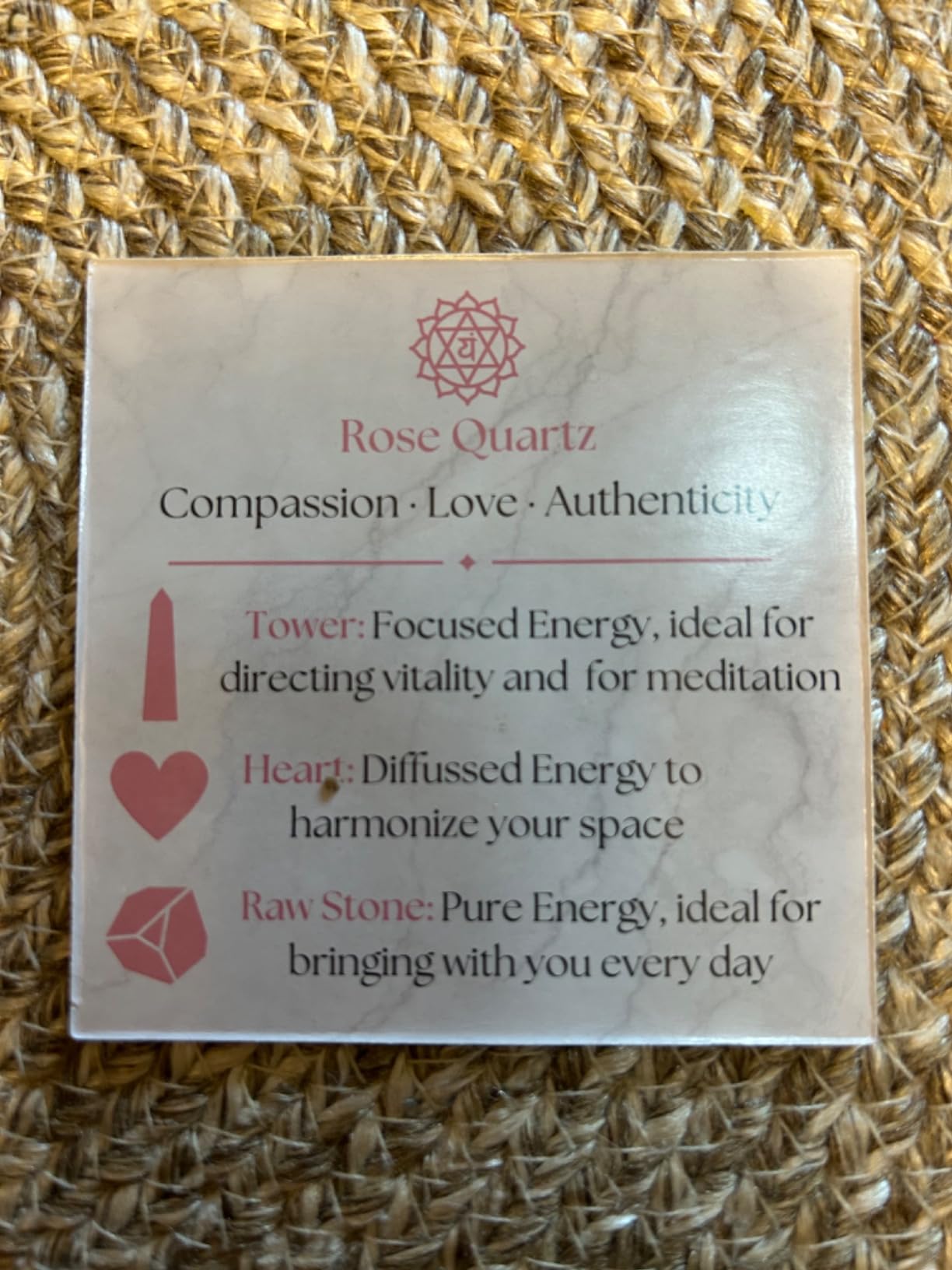 Anima Rose Quartz Crystal Set for Love, Self-Care & Connection | Elegant wooden gift box with rose quartz tower, raw crystal and carved heart, plus a detailed guidebook customer photo 1