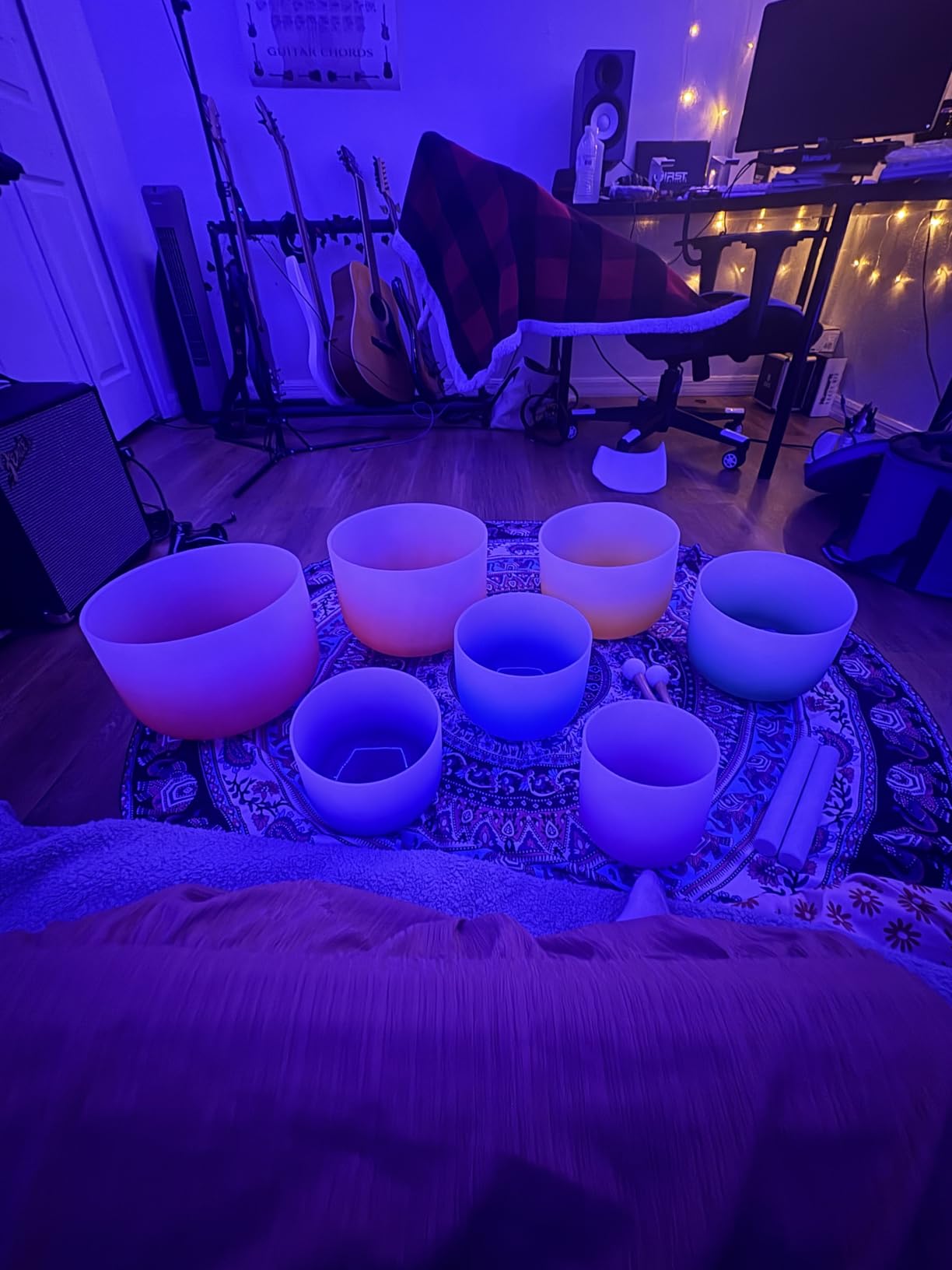 CVNC 432HZ 6-12 Inch Set of 7 Aria Gradient Design Crystal Singing Bowls | Frosted Quartz Singing Bowls with 2 PCS Carry Case Bag for Sound Healing Yoga and Meditation customer photo 2