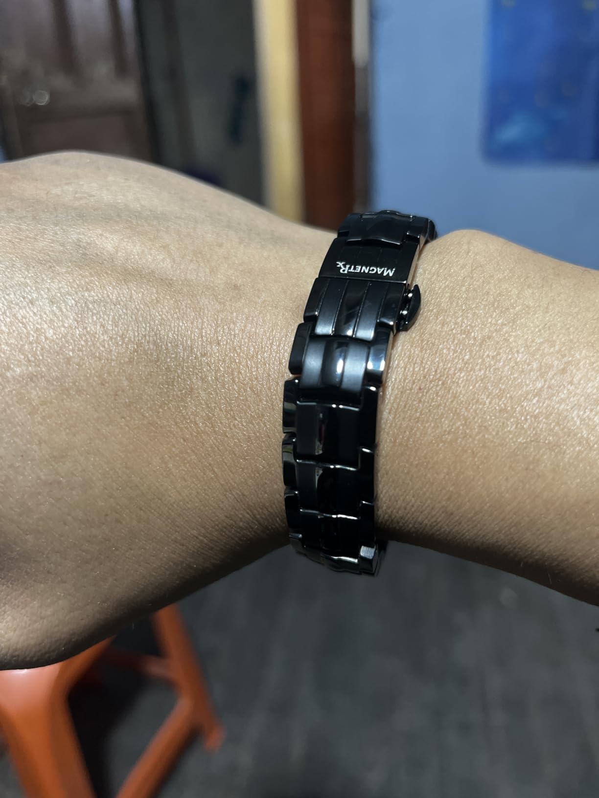MagnetRX Magnetic Bracelets for Men - EllipseMAX 5X Strength 5,000 Gauss Magnets - Designed in USA & Patent Pending - Premium Titanium Mens Magnetic Bracelet & Adjustable Length (Black) customer photo 1