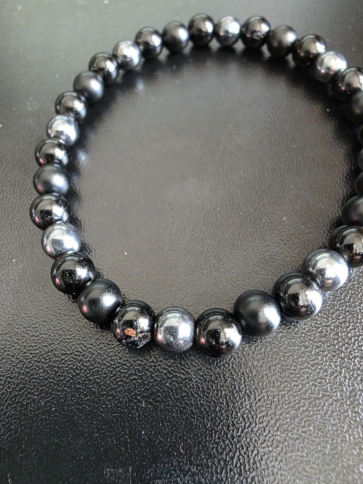 Black Tourmaline Hematite Bracelet Triple Protection Healing Crystal Bracelet Onyx Obsidian Elastic Ground Bracelet For Men And Women customer photo 1