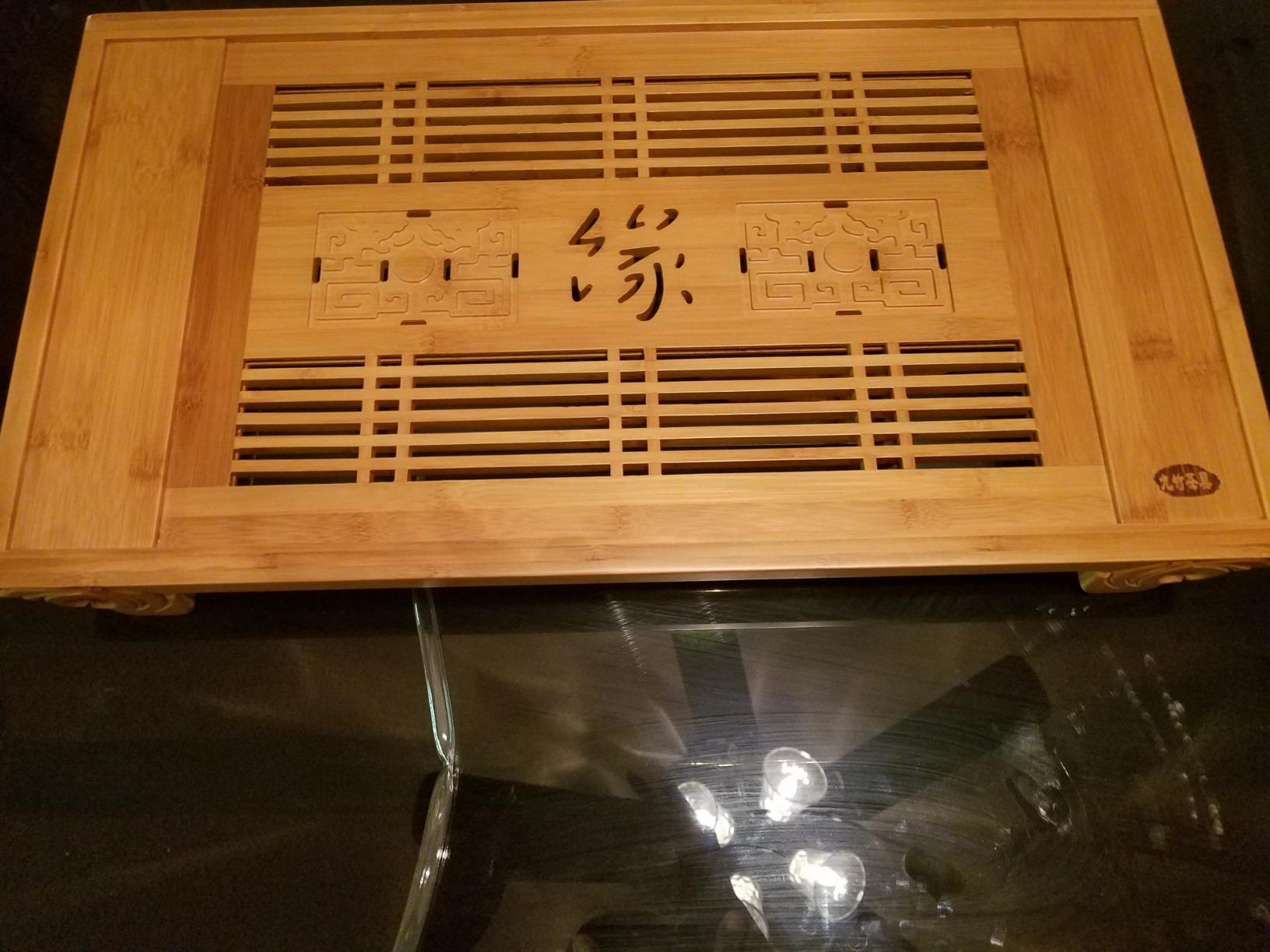 Ufine 15 Inch Bamboo Gongfu Tea Tray with Water Storage & Drainage | Chinese Tea Ceremony Serving Tray for Kungfu Tea Set Tea Table Box customer photo 1