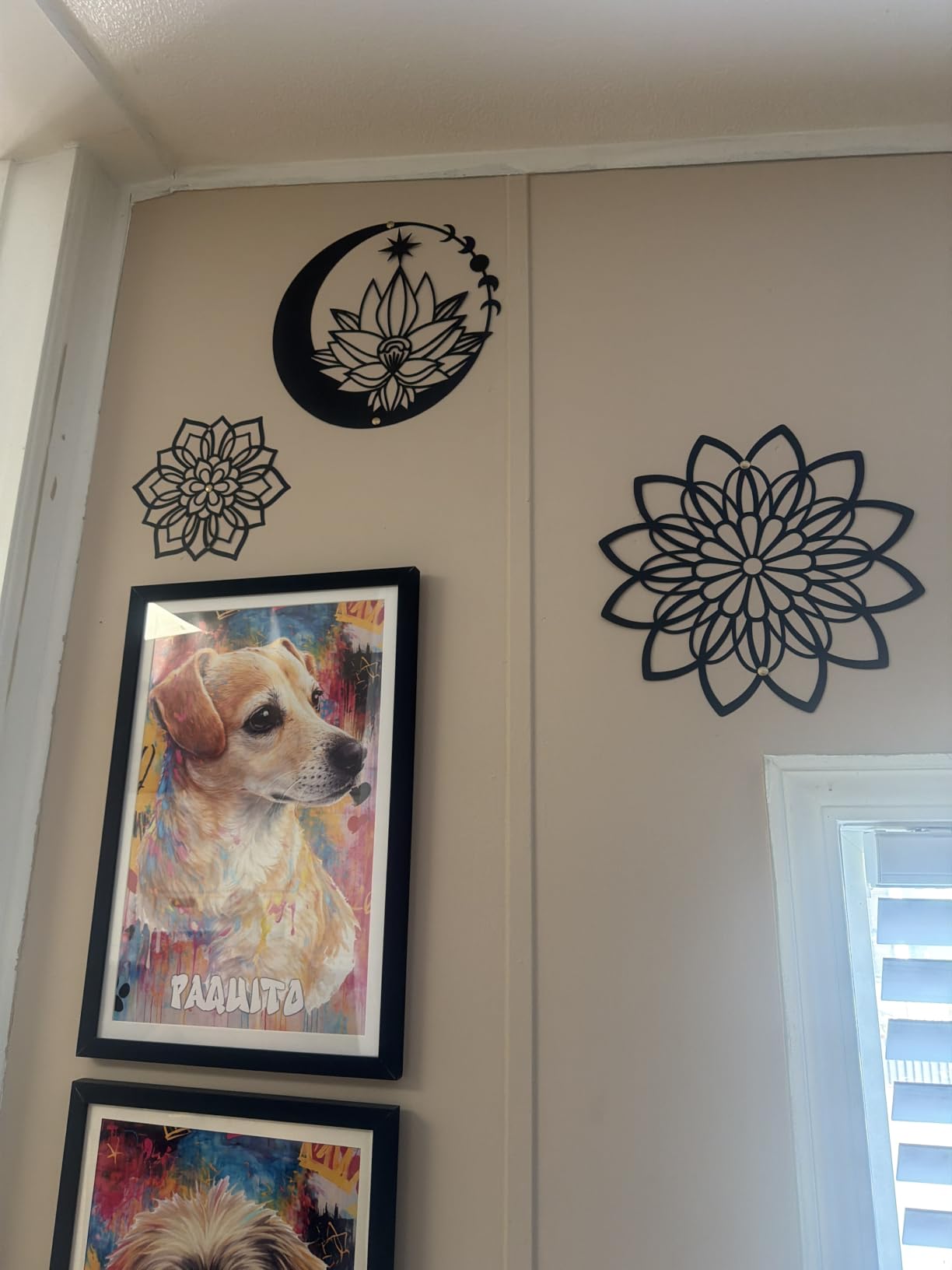 DUOOLN Metal Mandala Wall Art Lotus Flower Yoga Decor Sacred Geometry Sign | Spiritual Meditation Decorative Silhouettes | Spiritual Pictures | Home Bedroom Living Room Office Hanging Paintings customer photo 1