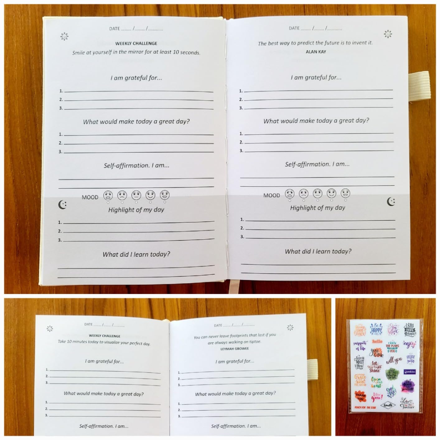Comkiso Gratitude Journal with 4 Inspirational Stickers: Undated Daily Gratitude Journal for Women and Men - More Happiness, Affirmation, and Mindfulness in A Few Minutes with Prompts & Quotes (Peony) customer photo 2