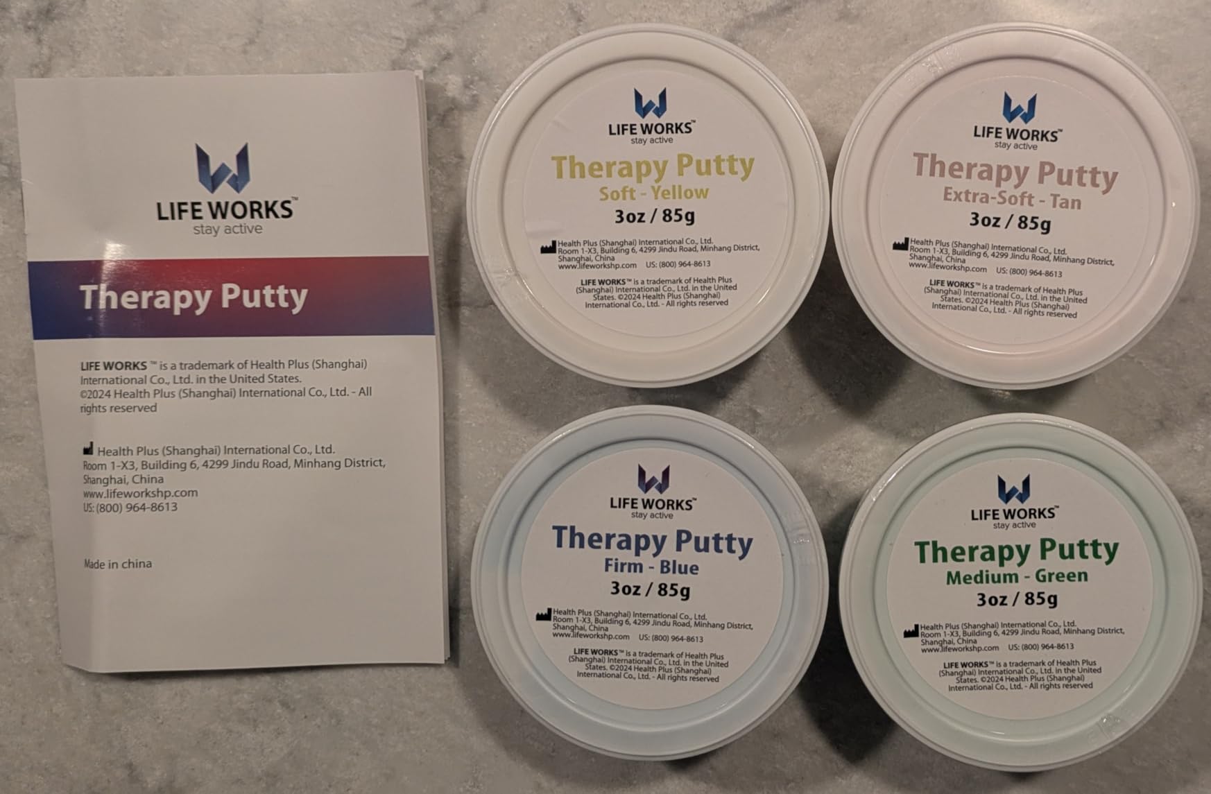 LIFE WORKS Therapy Putty Set for Adults and Teens, 4 Resistance Levels, Non-Toxic Silicone Hand Therapy Tool for Grip Strength, Fine Motor Skills, Rehab & Sensory Use, 4 Pack, Color-Coded, 3oz Each customer photo 2