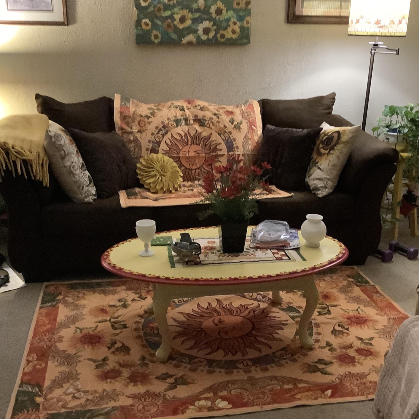 Ultra Thin Washable Mystical Rugs Stain Resistant, Sun and Moon 5x7 Area Rugs Non Slip - Retro Yellow Hippie Floral Throw Rugs for Living Room Bedroom Entryway, Trendy Indie Dorm Tapestry Rug customer photo 1