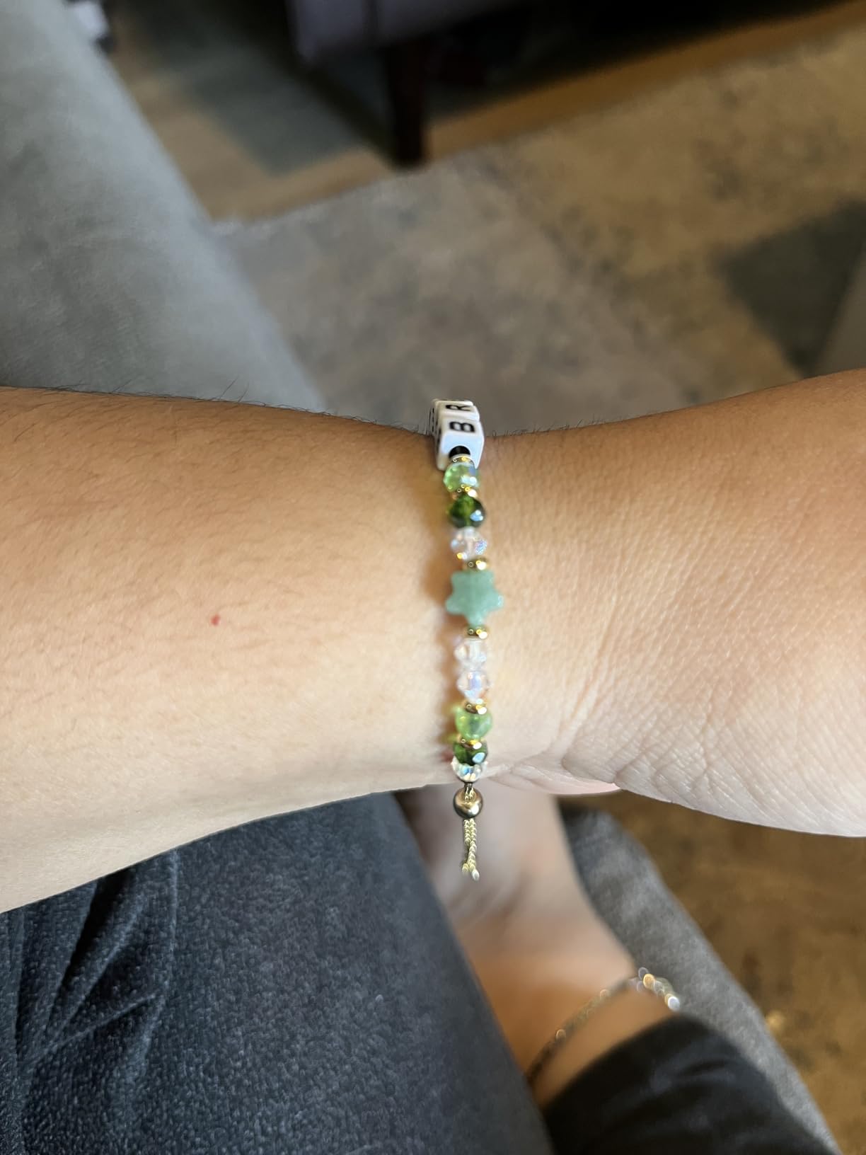 14K Gold Plated Colored Mantra Evil Eye Beaded Gemstone Bracelets for Women - Adjustable Friendship Beaded Bracelets with Words - I Am Enough Fearless Breathe Good Energy Affirmation Bracelet customer photo 1