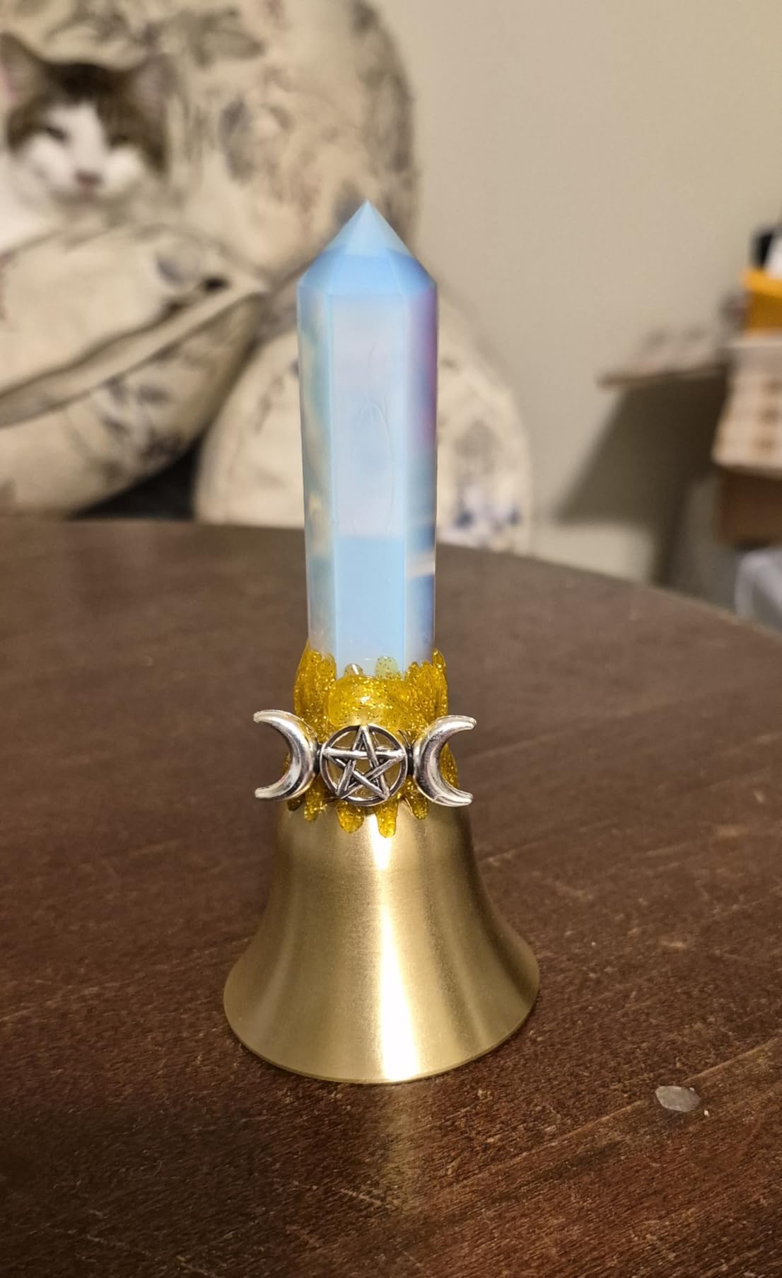 Super Loud Solid Brass Handbells Altar Bells Natural Amethyst Tower Bell Chimes Witch's Bells Hand Percussion Instruments Call Bells for Meditation Prayer Reception Pet Feeding and Home Decoration customer photo 1