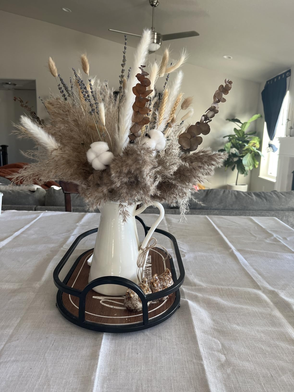 Natural Dried Flower Bouquet - Pampas Grass, Cotton Stems, Bunny Tails, Eucalyptus, Lavender & Wheat - Rustic Boho Decor for Home, Fall Decorations for Home, Wedding, or Gift customer photo 2