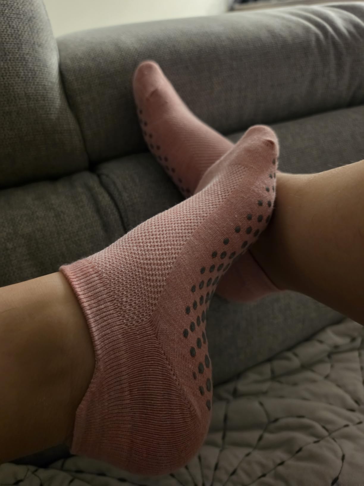 Muezna 6 Pairs Pilates Grip Socks Women Non Slip Yoga Grippy Sock with Grip | Non Skid Gripper Slipper Sticky Socks with Gripper, for Pure Barre Hospital Trampoline Elderly Adult customer photo 1