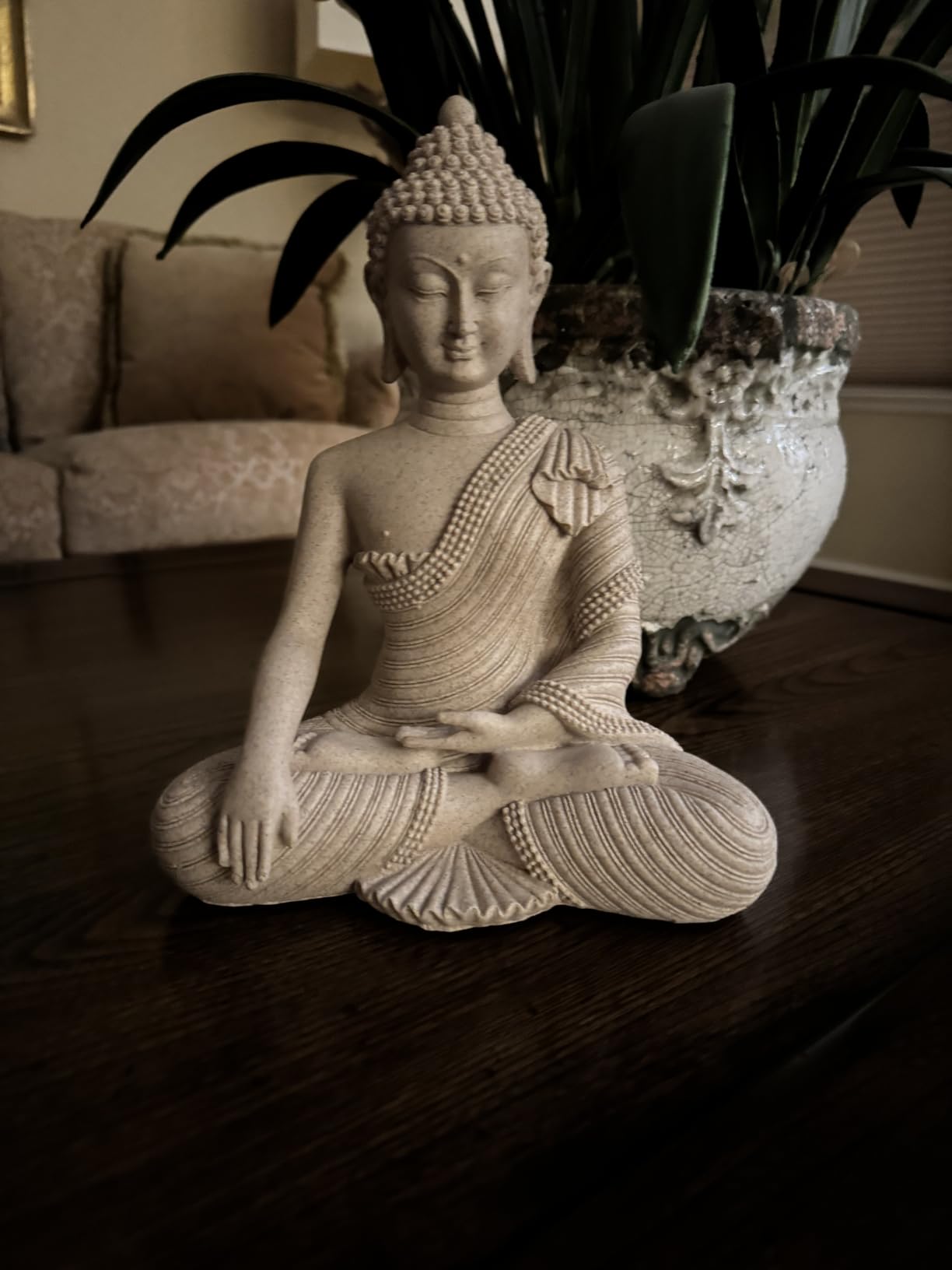 Suoedd Buddha Statue 10.2''-Indoor Budha Decor for Zen, Spiritual, Relaxation | Bring Peace & Tranquility, Buddha Figurine Decor For Feng Shui, Meditation, Shrine, Living Room, Desk, Shelf, Office customer photo 1