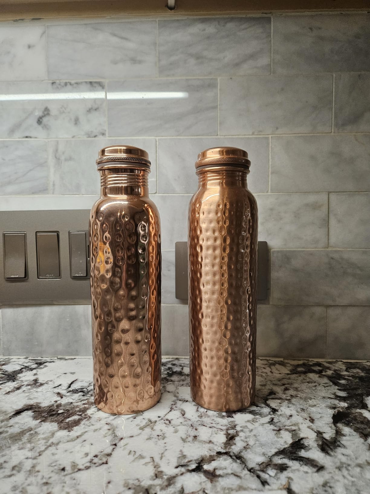 Copper Water Bottle 34 Ounces | 100% Pure Copper For Ayurveda Health Benefit | Hammered Design Handmade For Drinking Water | Tested Leak Proof Lid customer photo 1