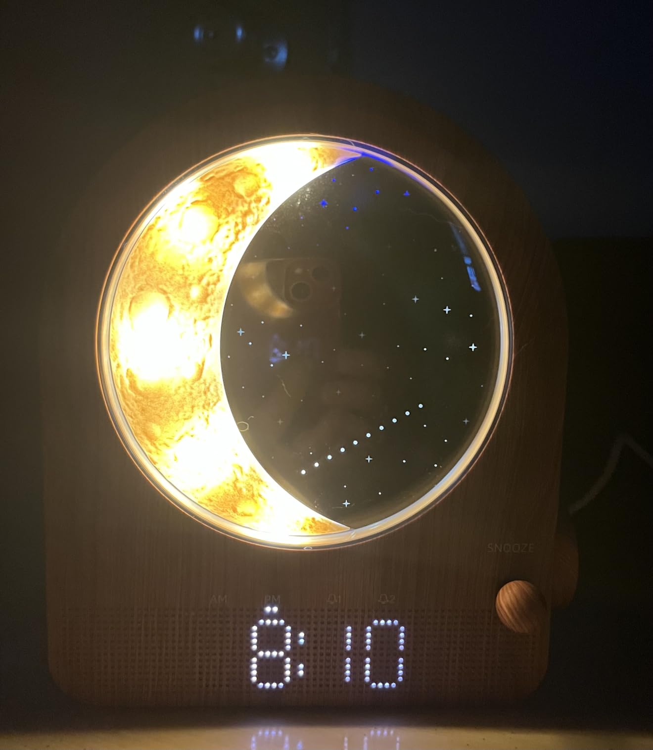 Sunrise Alarm Clocks for Bedrooms, Stepless Dimmable Moon Lamp Dual Alarm Clock with 12 Levels Volume for Heavy Sleepers, 10 Natural Sounds with 30/60/90 mins Timer, Gifts for Women customer photo 1