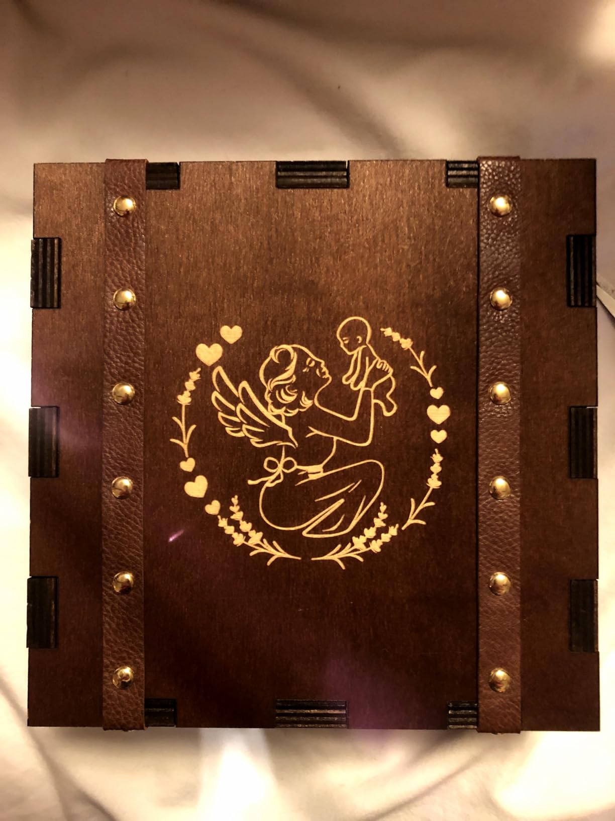MACEVIA Tree of Life Wooden Keepsake Box Memory Tarot Witch Box with Lids, Jewelry Organiser with Lock, Vintage Decorative Storage Unique Gift for Women Mom Grandma (7.85x7.85x2.95