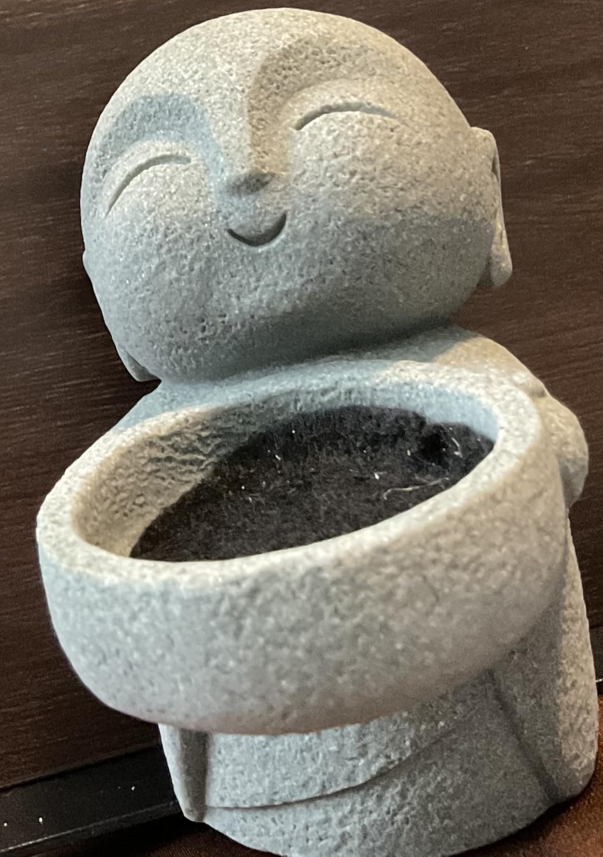 Jizo Statue, Little Monk Buddha Figurines for Zen Garden and Aquarium, Natural Sandstone Sculpture with Tilt Smile, Meditation Decor for Home Office Desk, Grey (Jizo Monk) customer photo 1