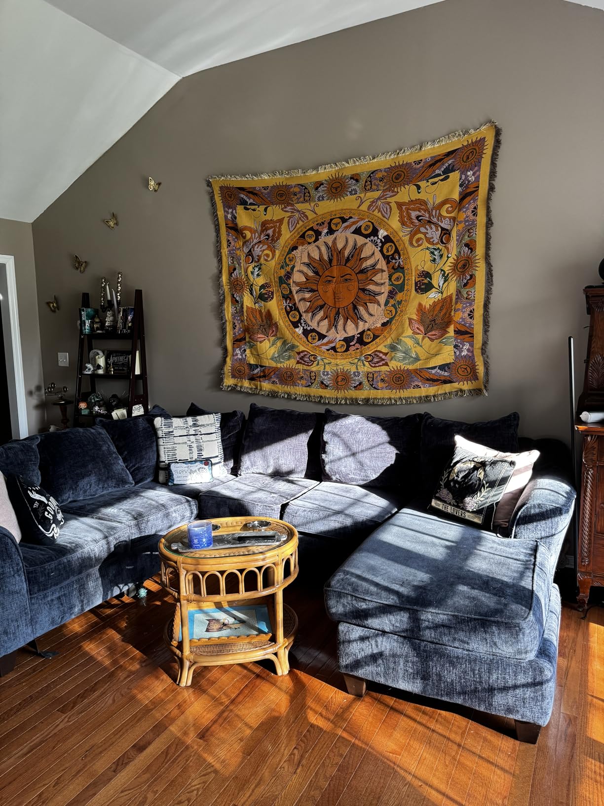 Boho Throw Blanket Reversible Woven Bohemian Tapestry Room Decor | Outdoor Muslin Durable Colorfast Daily Use Reversible Machine Washable Art Choice For Women(BOHO Sun Black 50