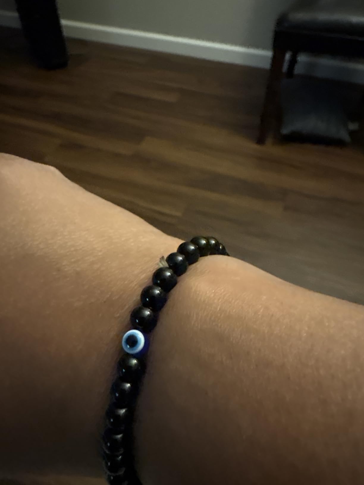 Evil Eye Protection Bracelet, Fathers Day Gift, 6mm Natural Black Beads | Adjustable Stretch | Handcrafted Spiritual Jewelry for Energy Balance & Warding Off Negativity customer photo 2