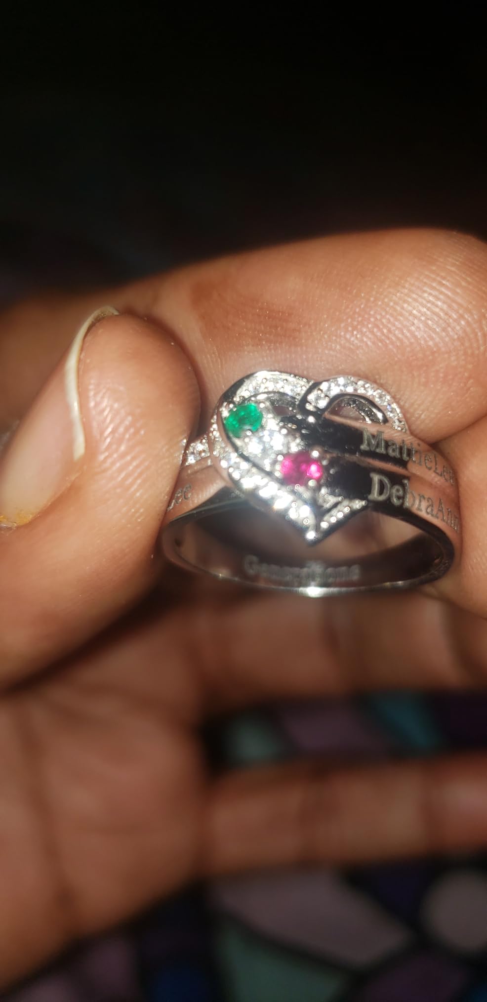 925 Sterling Silver Personalized Mothers Ring with 2 Birthstones Custom Engraved Name Engagement Wedding Promise Rings for Women Mothers Day Birthday Gifts for Mom Grandma Wife customer photo 1