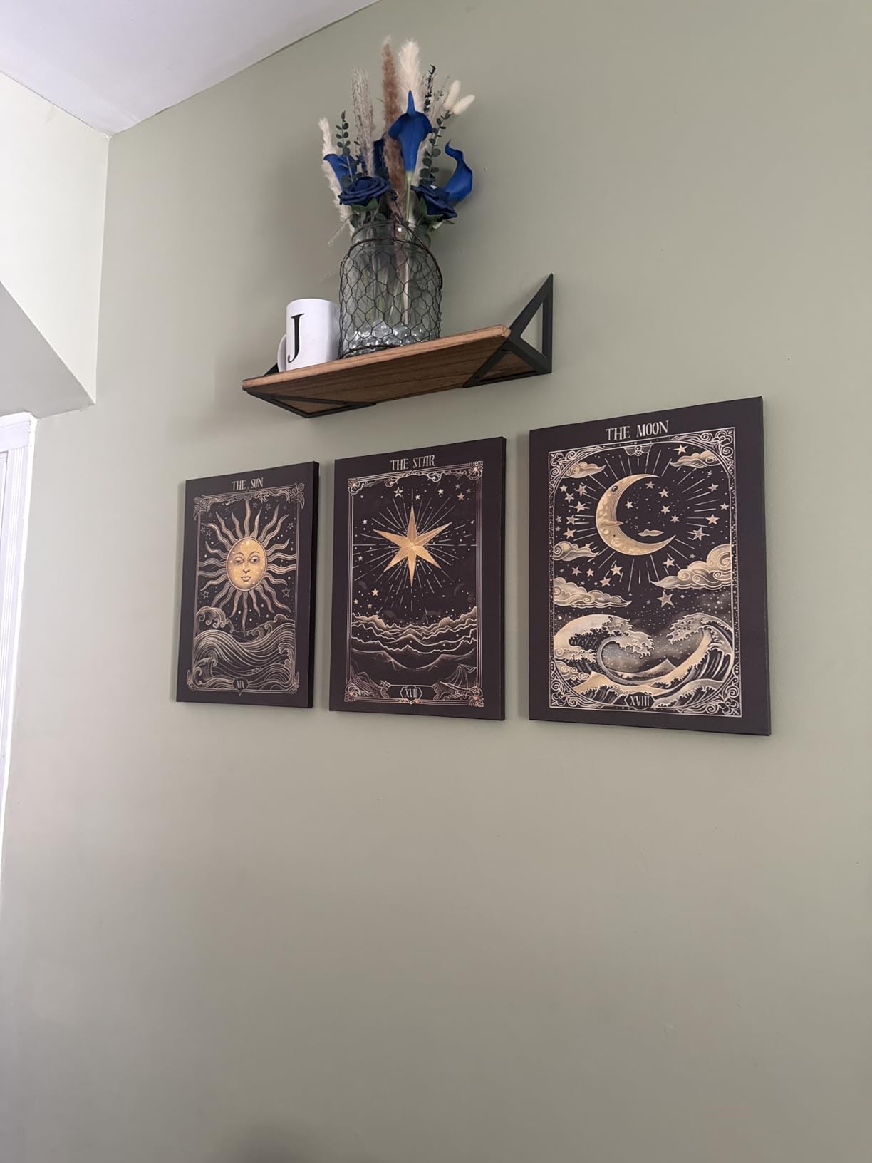 3Pcs Sun And Moon Celestial Canvas Wall Art Tarot Painting Picture Wall Decor astrology Poster Print Artwork for Bed Room Living Room Apartment Bath Room Study room Home Decoration customer photo 2