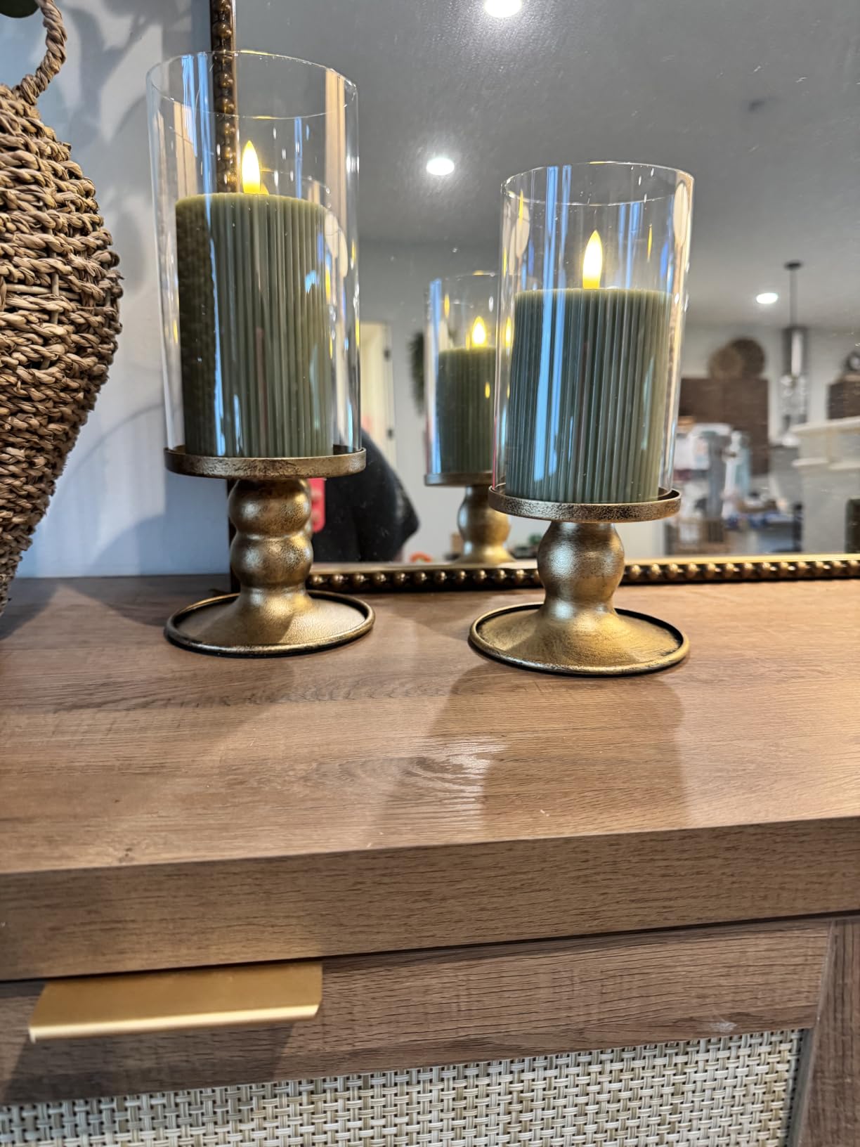 Fluted Ribbed LED Pillar Candles, Blush Beige, with Realistic Reflective Melted-Wax Effect - Flickering Flame, Remote, Dimmable, Flameless, Battery Operated, Home & Wedding Decor (Set of 3) customer photo 2