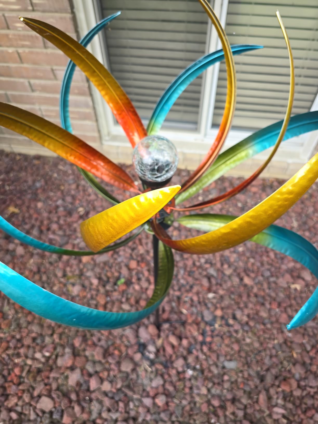 Large Kinetic Wind Spinner Outdoor Metal - 3D Wind Sculptures & Catchers with Stable Stake, Multi-Color Yard Art Decoration for Garden, Patio, Lawn, and Backyard customer photo 1