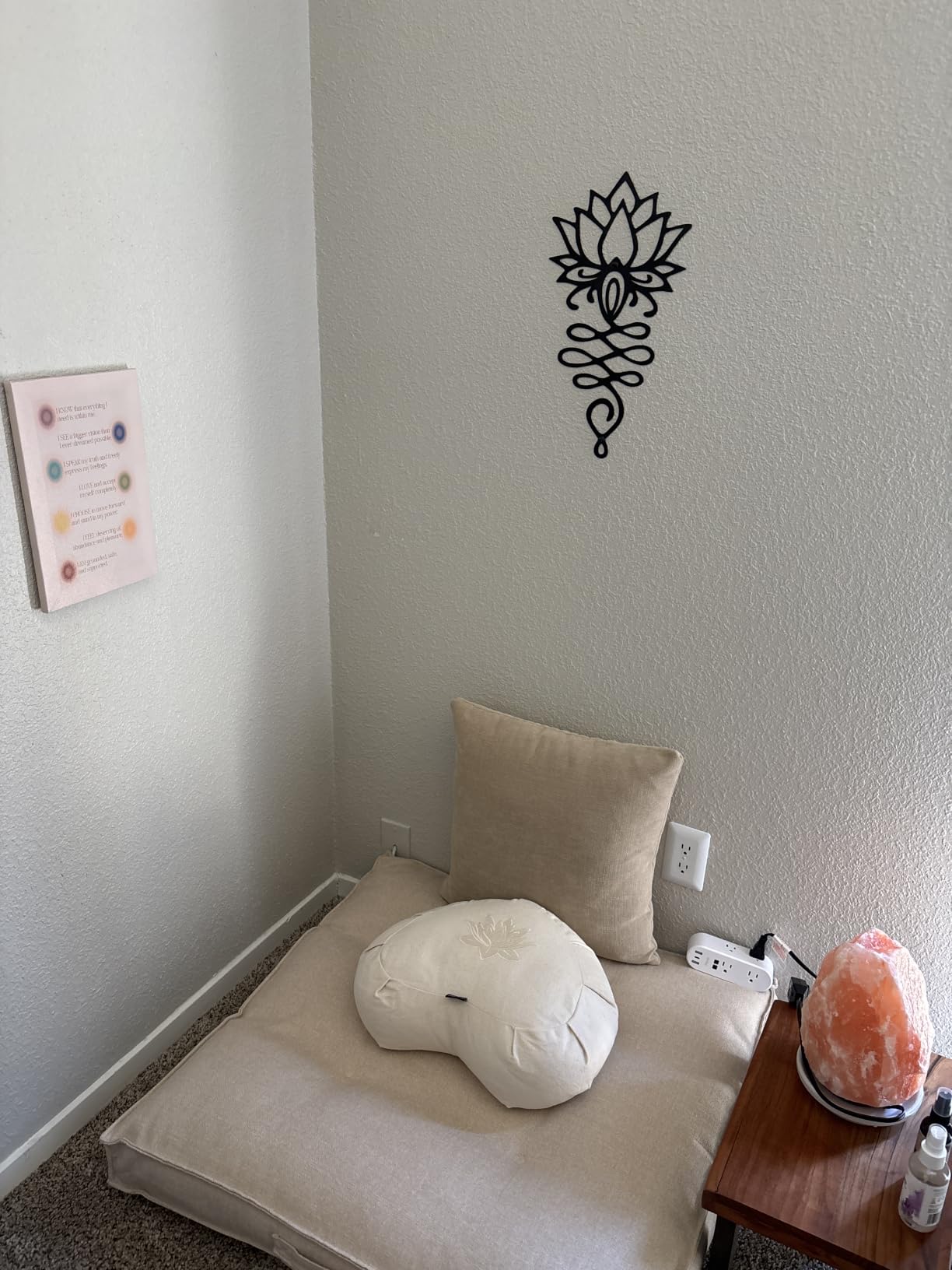 Xedatric Lotus Flower Wall Decor Black Metal Yoga Wall Art with Lotus | Spiritual Home Decor Sculpture for Meditation Spaces Living Room Bedroom Office customer photo 1