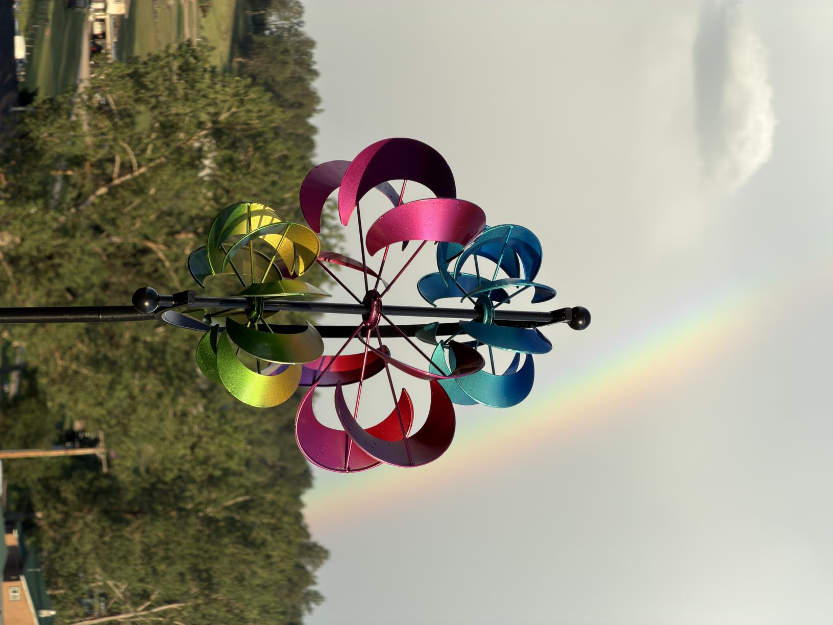 Large Metal Wind Spinner for Garden and Yard - 63 Inch Kinetic Outdoor Sculpture with Dual Direction 360 Spinning Blades - Weather Resistant Moons Yard Art Decor for Patio, Lawn, and Porch customer photo 2