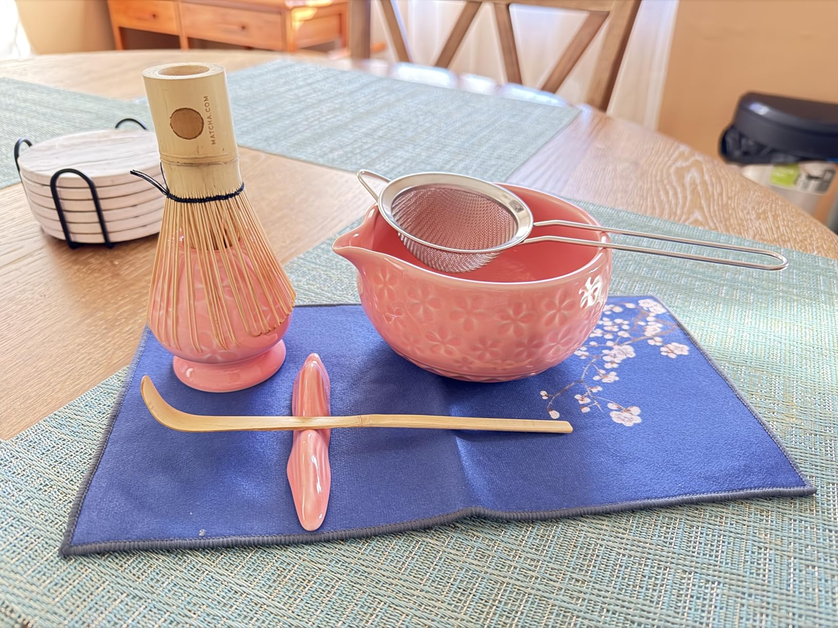 Matcha Whisk Set, Ceramic Bowl Matcha Kit & Handcrafted Bamboo Chasen, Complete 5 Pcs Matcha Set Whisk and Bowl, Stainless Steel Sifter, Bamboo Scoop & Holder for Matcha Lovers customer photo 2