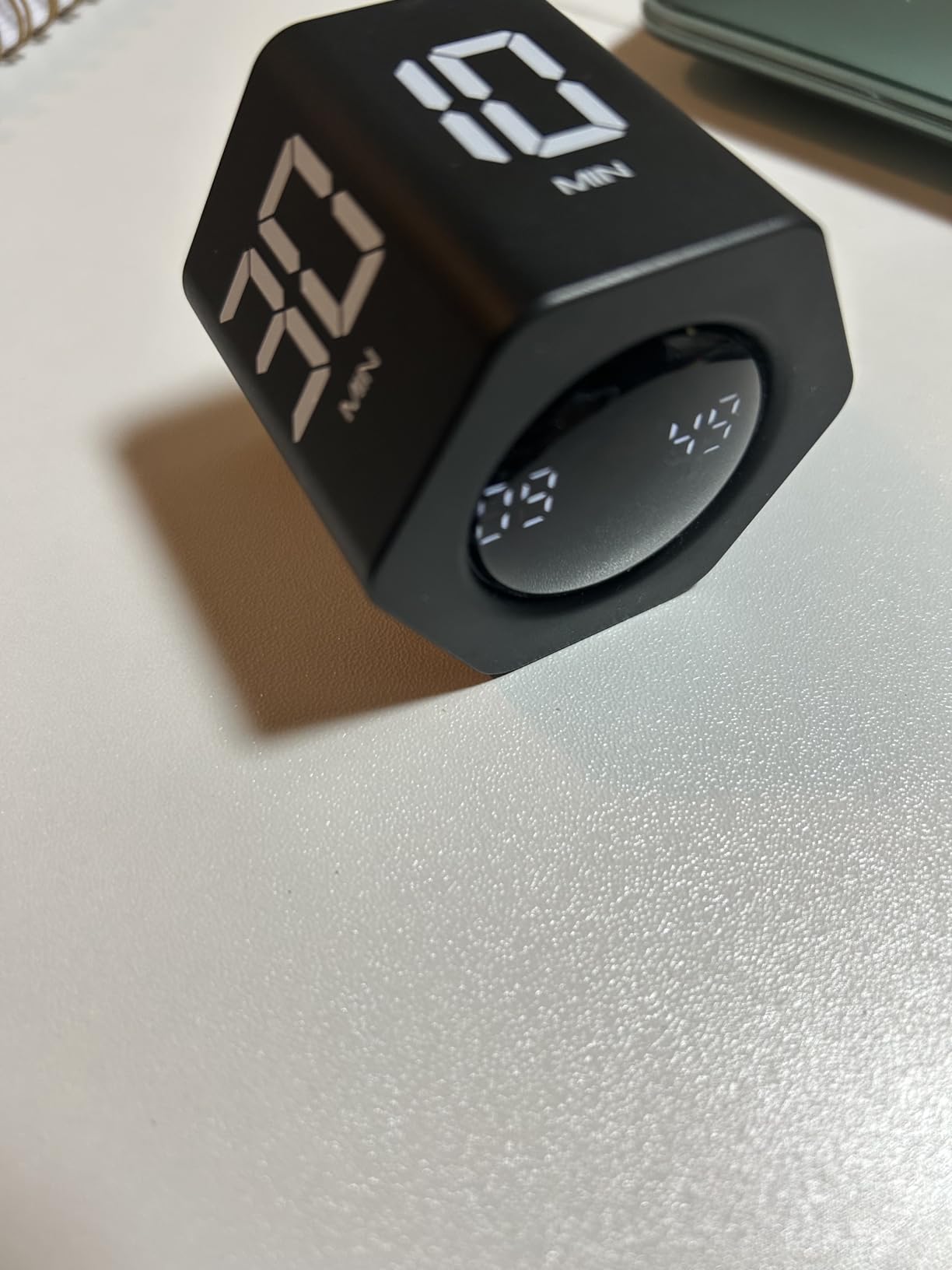 Productivity Cube Timer, 1/5/10/30/60 Min Presets, Wood Grain Finish | Gravity sensor, mute and vibration modes customer photo 2