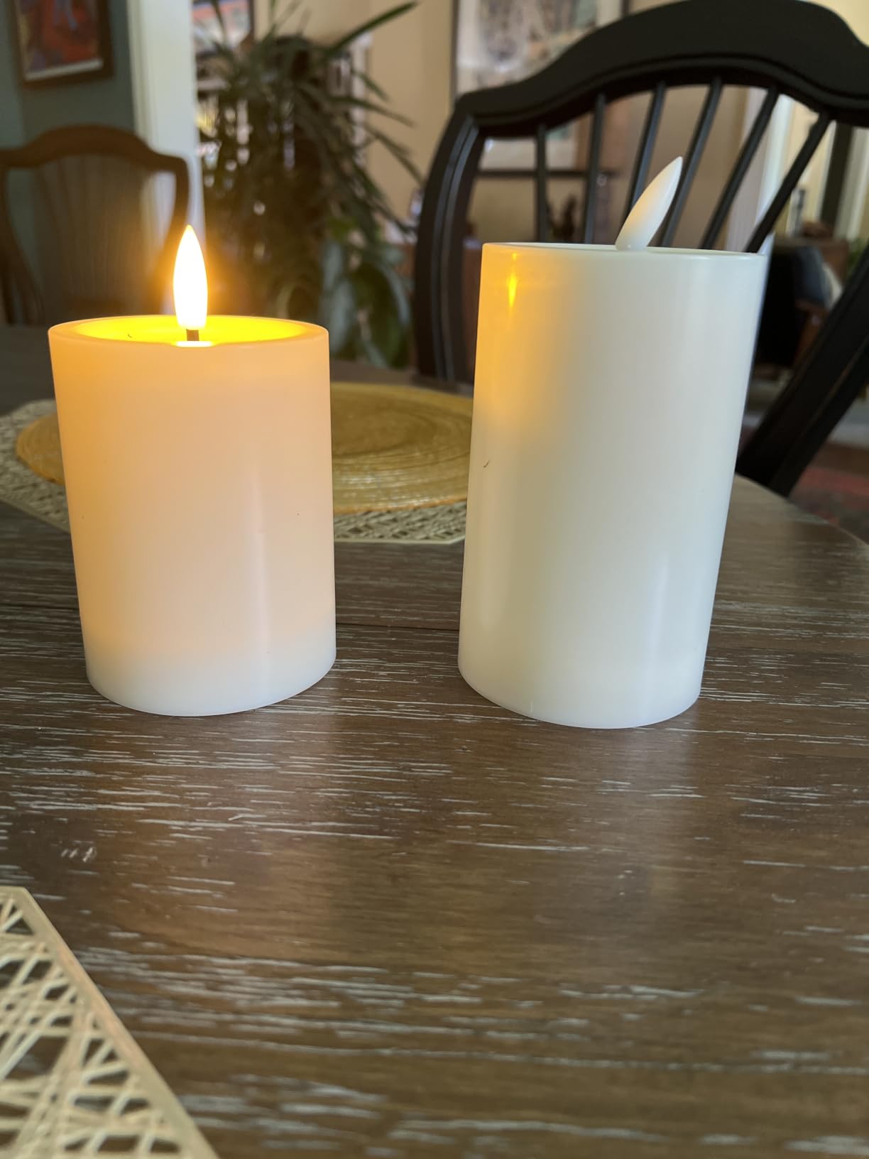 Yeelida Outdoor 4pcs Flameless Waterproof Candles with Handy Remote Control, Cycle Timer Battery Operated Candle Grease Effect LED Flickering Pillar Plastic Long Lasting (Ivory, 3