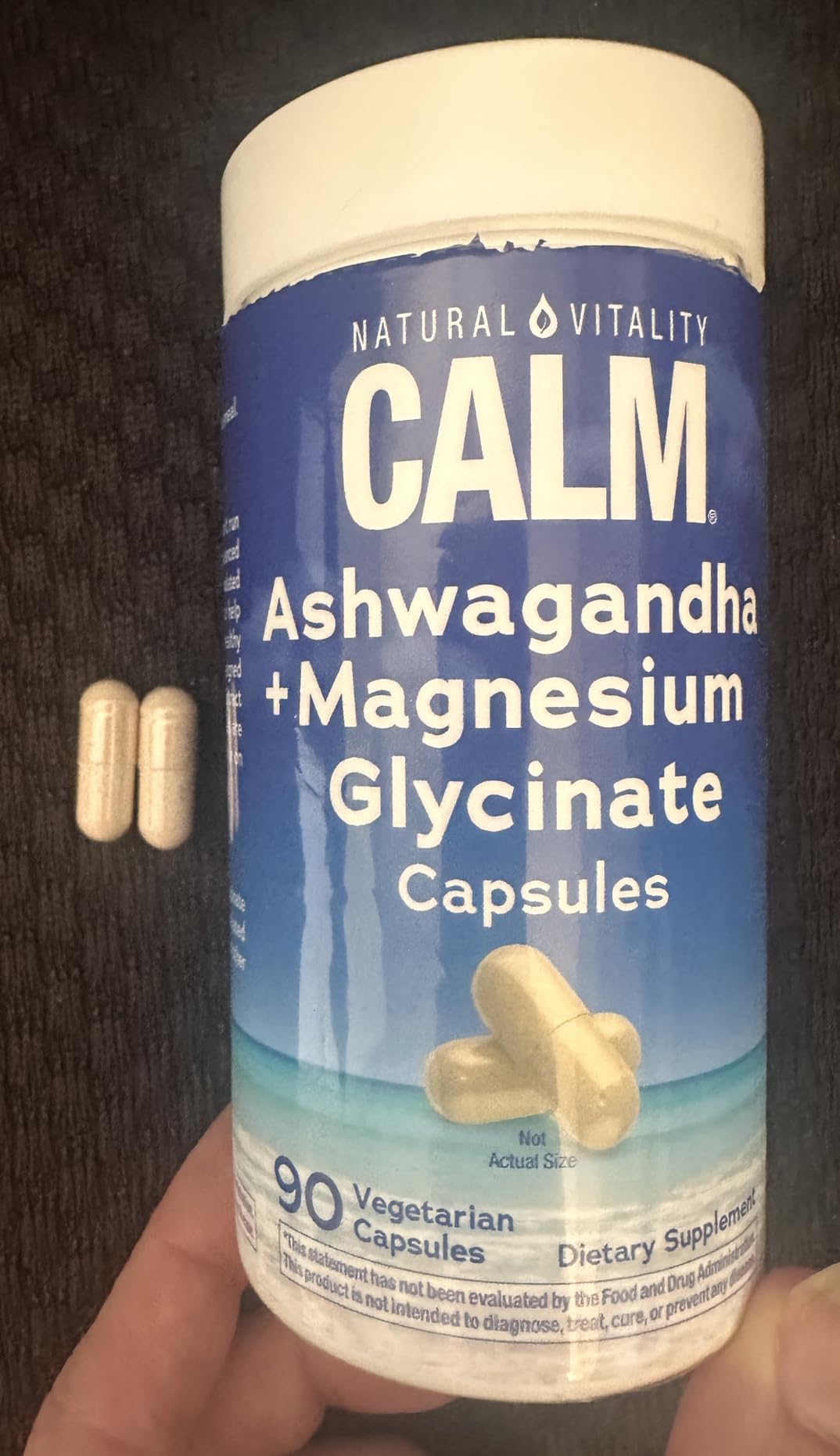 Natural Vitality Calm Ashwagandha + Magnesium Glycinate Capsules | Support for Occasional Stress & Anxiety | Gluten Free Supplement | 90 Count customer photo 1