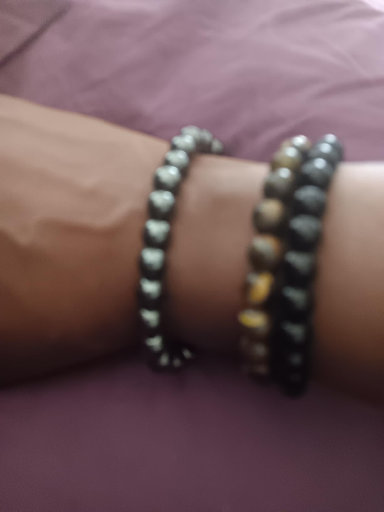 Healing Crystal Bracelets for Women Men 8mm Tiger Eye Hematite Black Obsidian Natural Stone Beaded Stretch Bracelet Triple Protection Handmade Gemstone Reiki Spiritual Jewelry Gifts customer photo 1