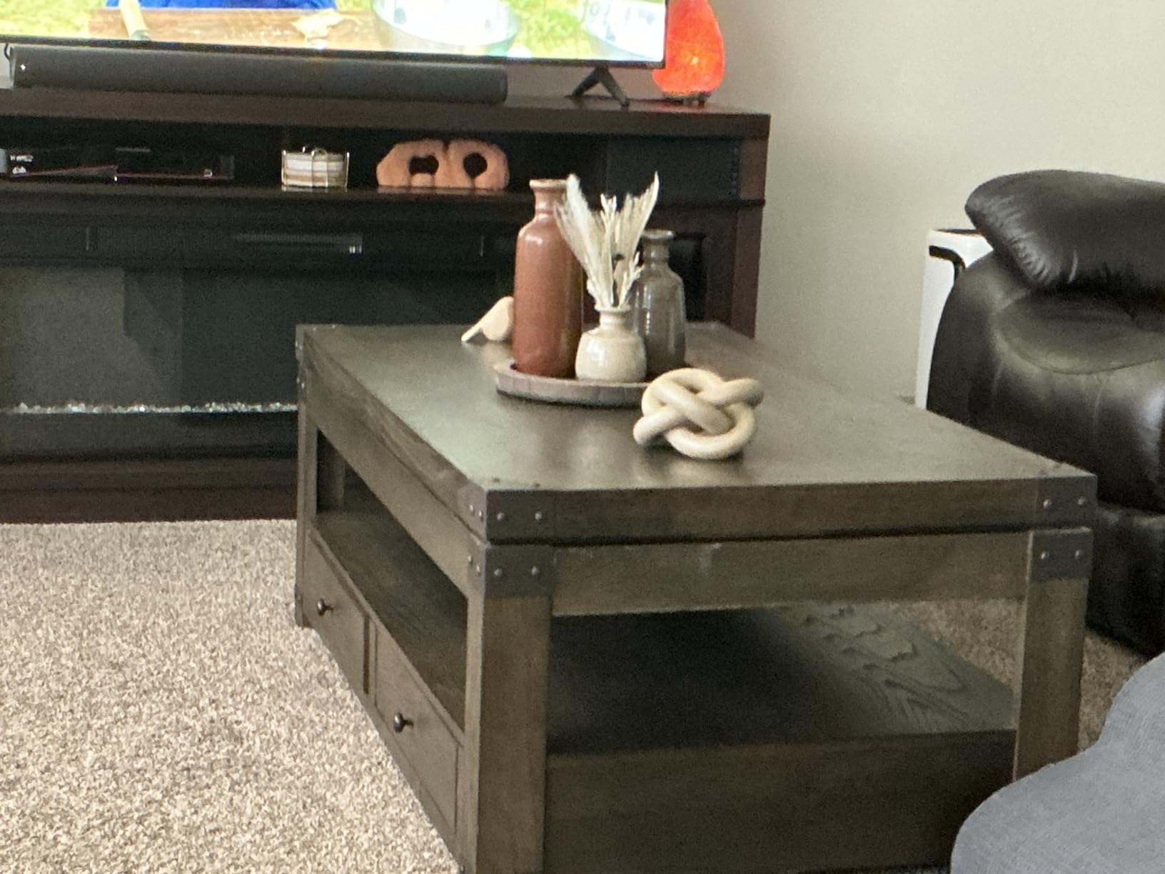 Ceramic Vases Set of 3, Neutral Rustic Farmhouse Vase with Handle, Decorative Flower Vases Home Decor Modern Boho Pampass Vase for Table Mantel Entryway Shelf Living Room Kitchen Bathroom - Brown customer photo 2