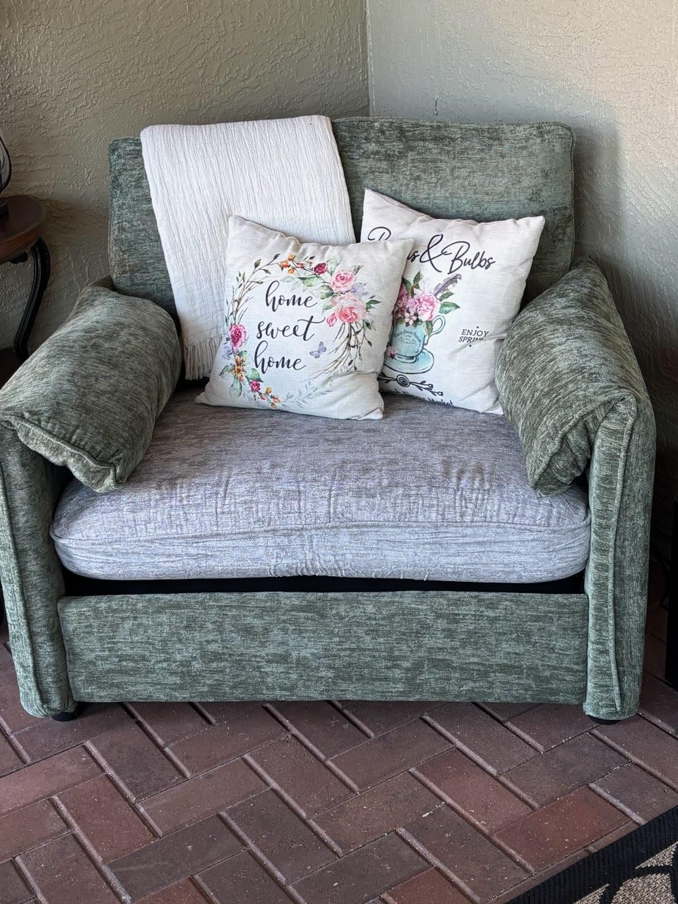 ONBRILL Oversized Accent Chair, 41 Inch Chenille Fabric Armchair, Beige customer photo 2