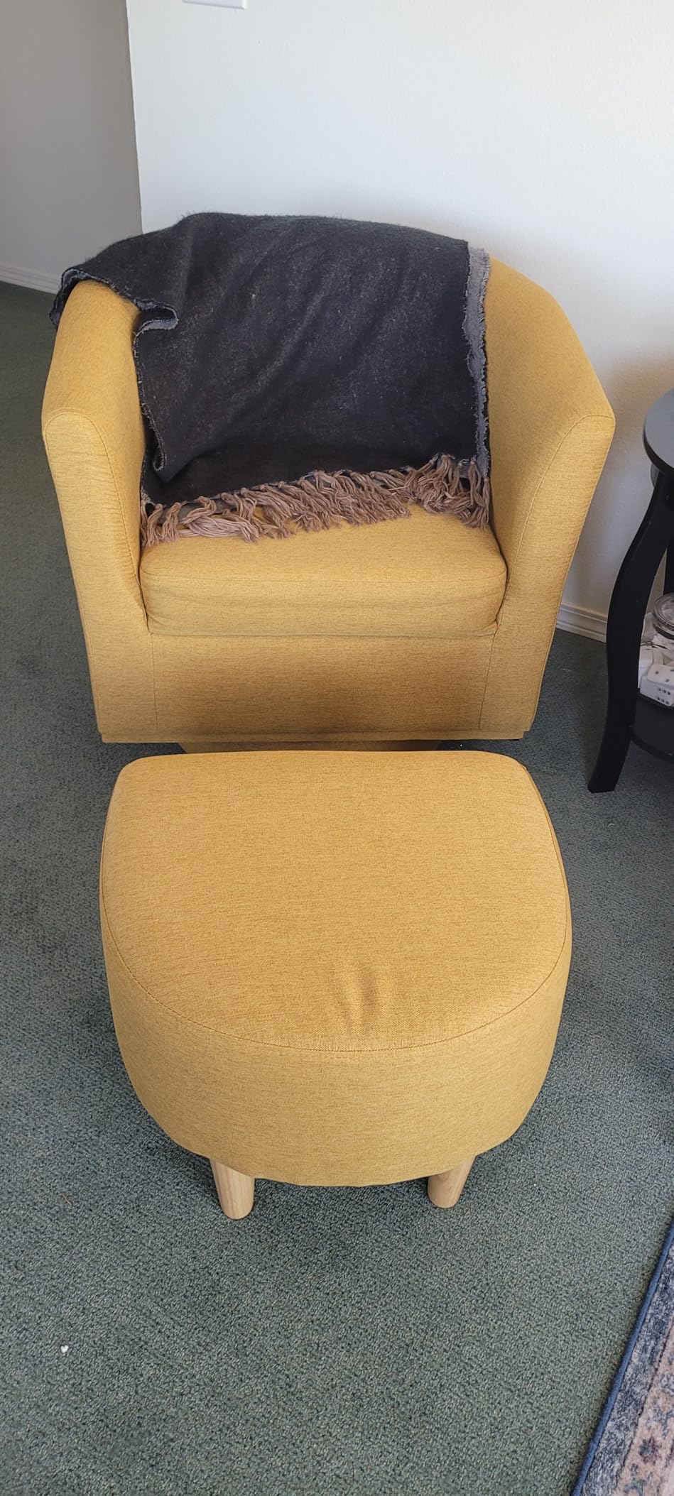 DAZONE Beige Swivel Accent Chair with Ottoman, Comfy Barrel Armchair for Small Spaces, 360° Modern Fabric Lounge Chair for Living Room, Bedroom, Reading Nook, Home Office customer photo 2