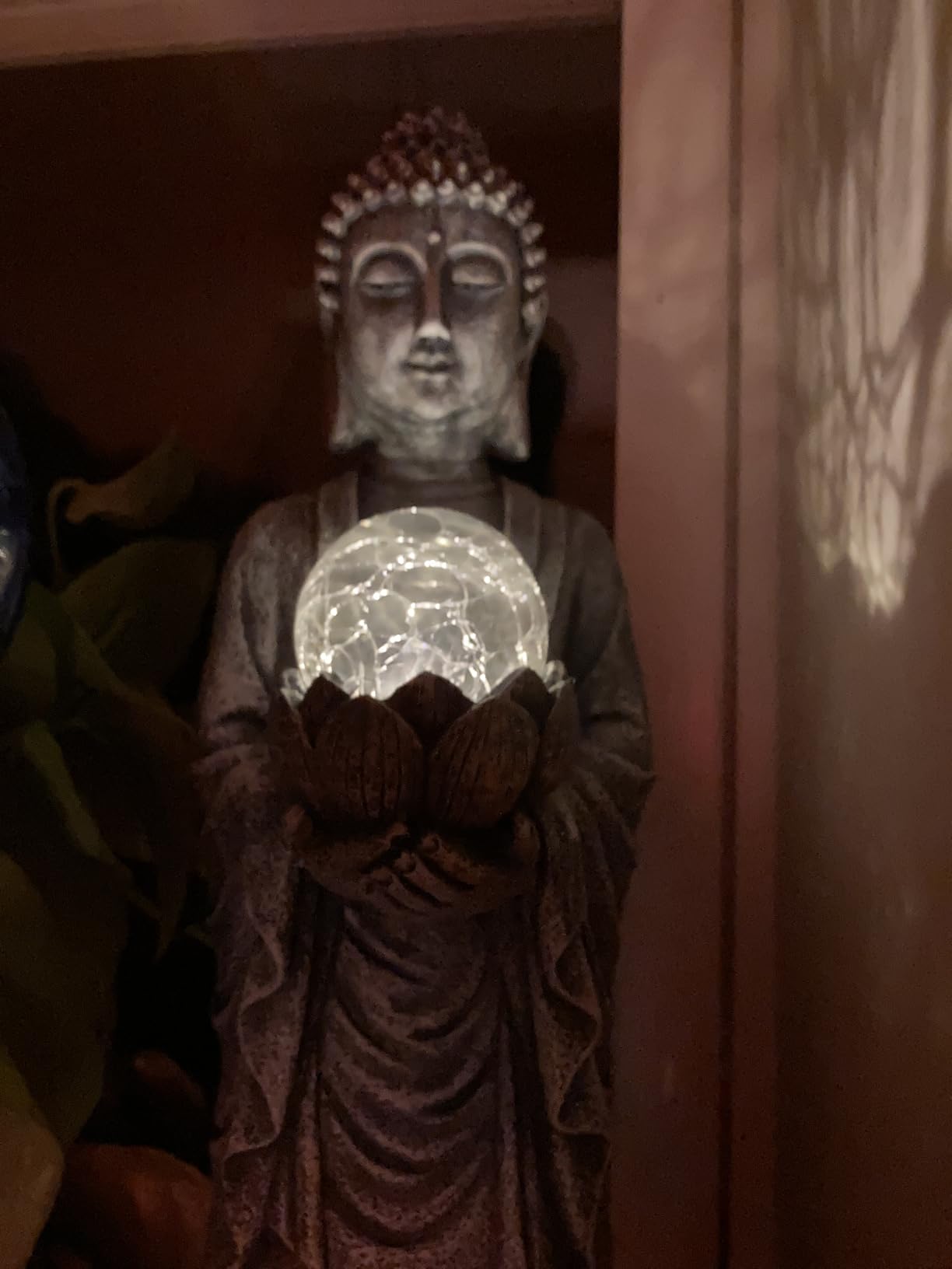 Solar Buddha Statue Outdoor - 14 Inch Tall Solar Outdoor Yard Zen Garden Decor - Ideal Gifts for Housewarming customer photo 2